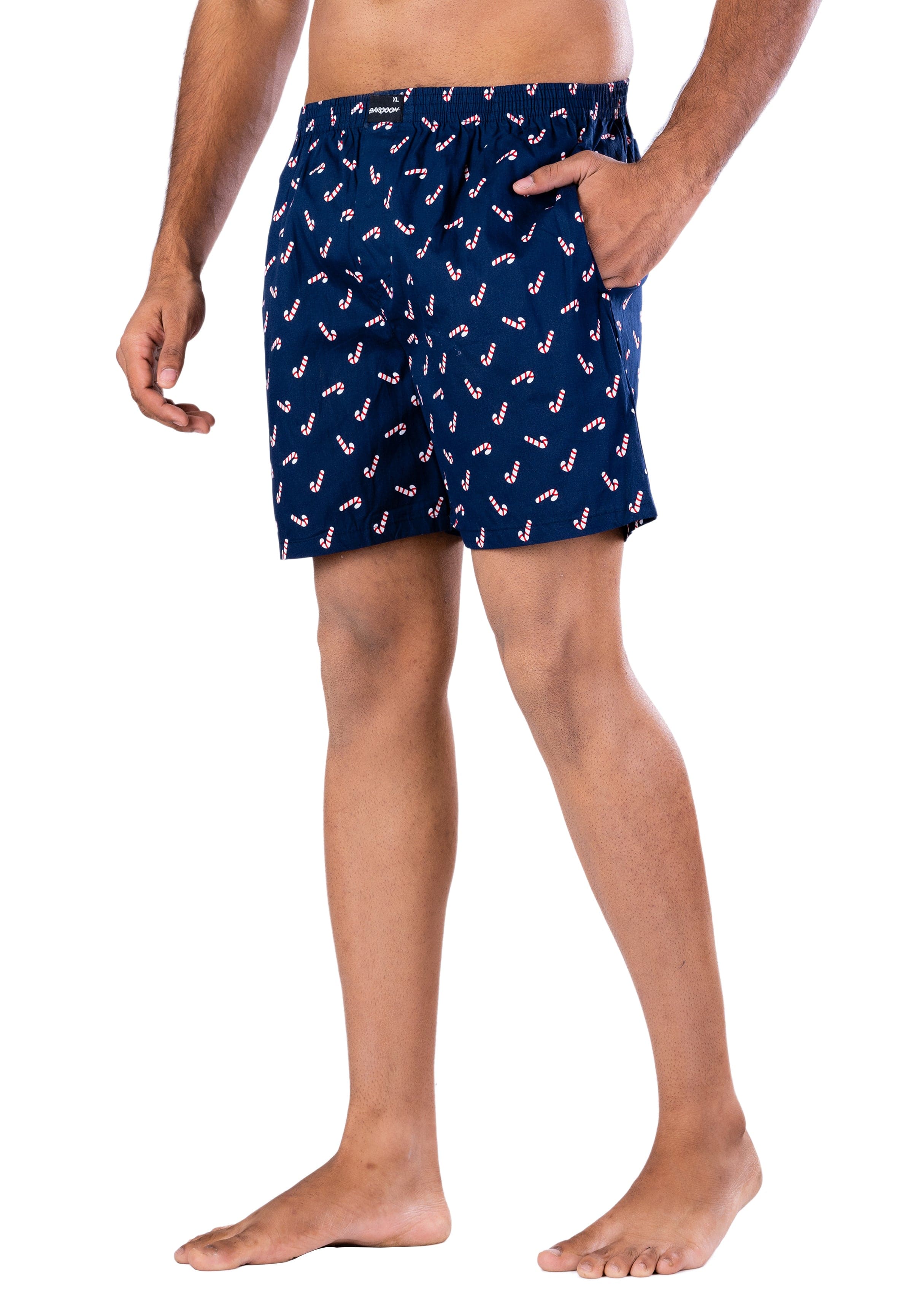 Candy Printed Navy Blue Cotton Boxer For Men