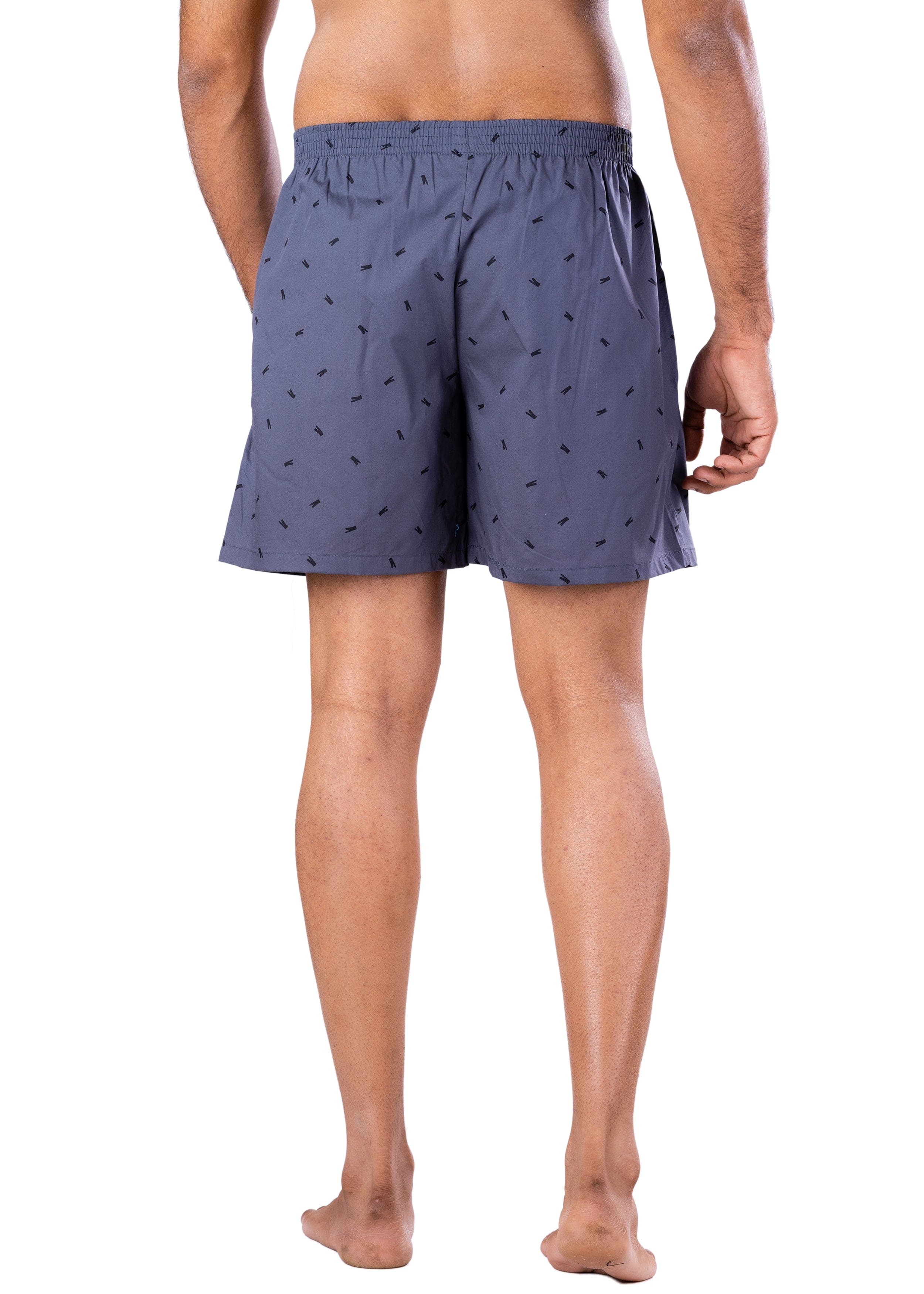 Abstract Pattern Printed Grey Cotton Boxer For Men