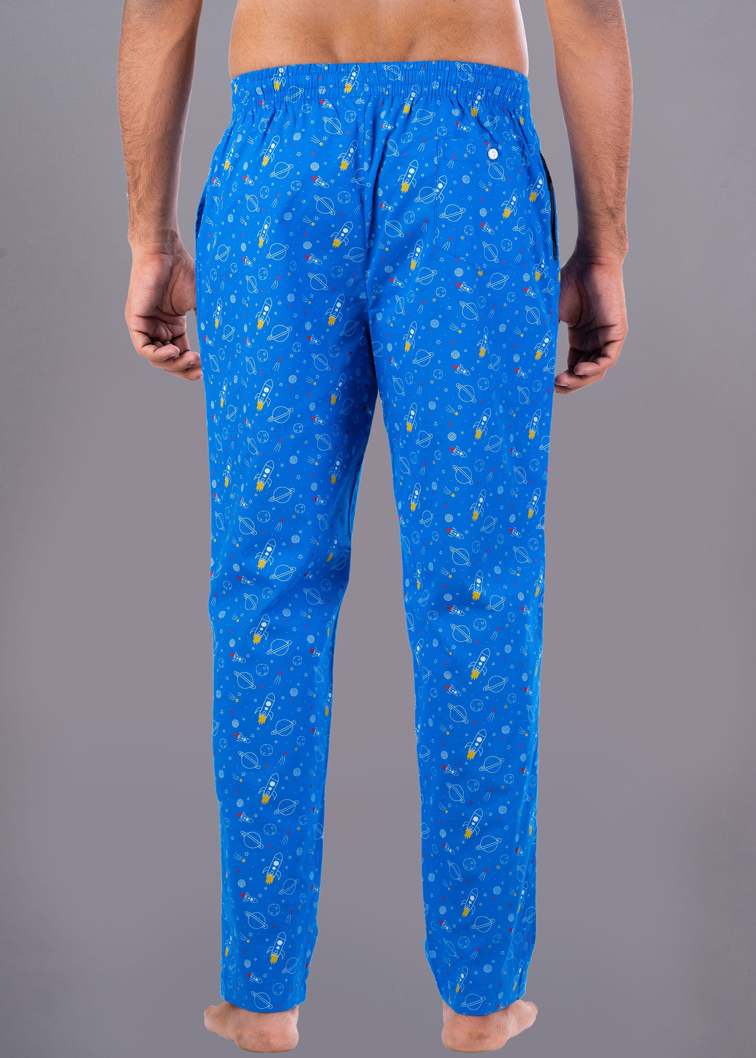 Galaxy Printed Blue Cotton Pyjama For Men