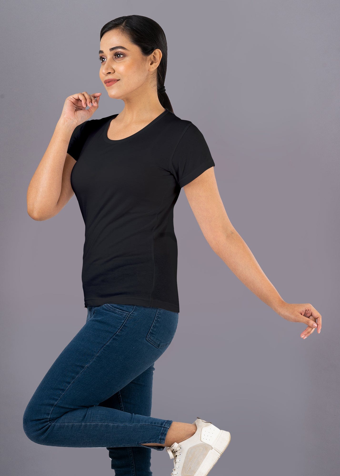 Solid Half Sleeve Premium Cotton T-shirt For Women - Slim Fit