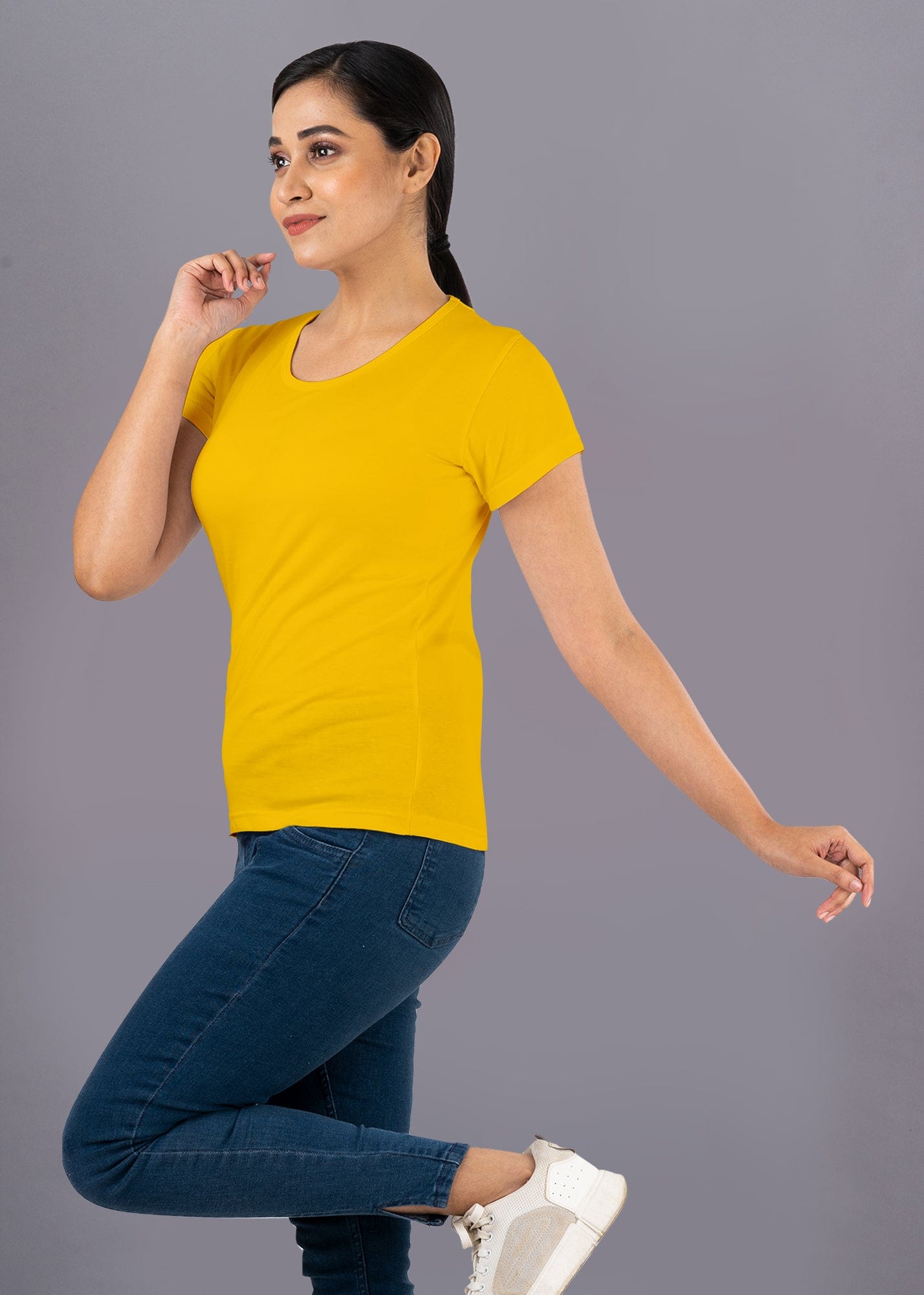 Solid Half Sleeve Premium Cotton T-shirt For Women - Slim Fit