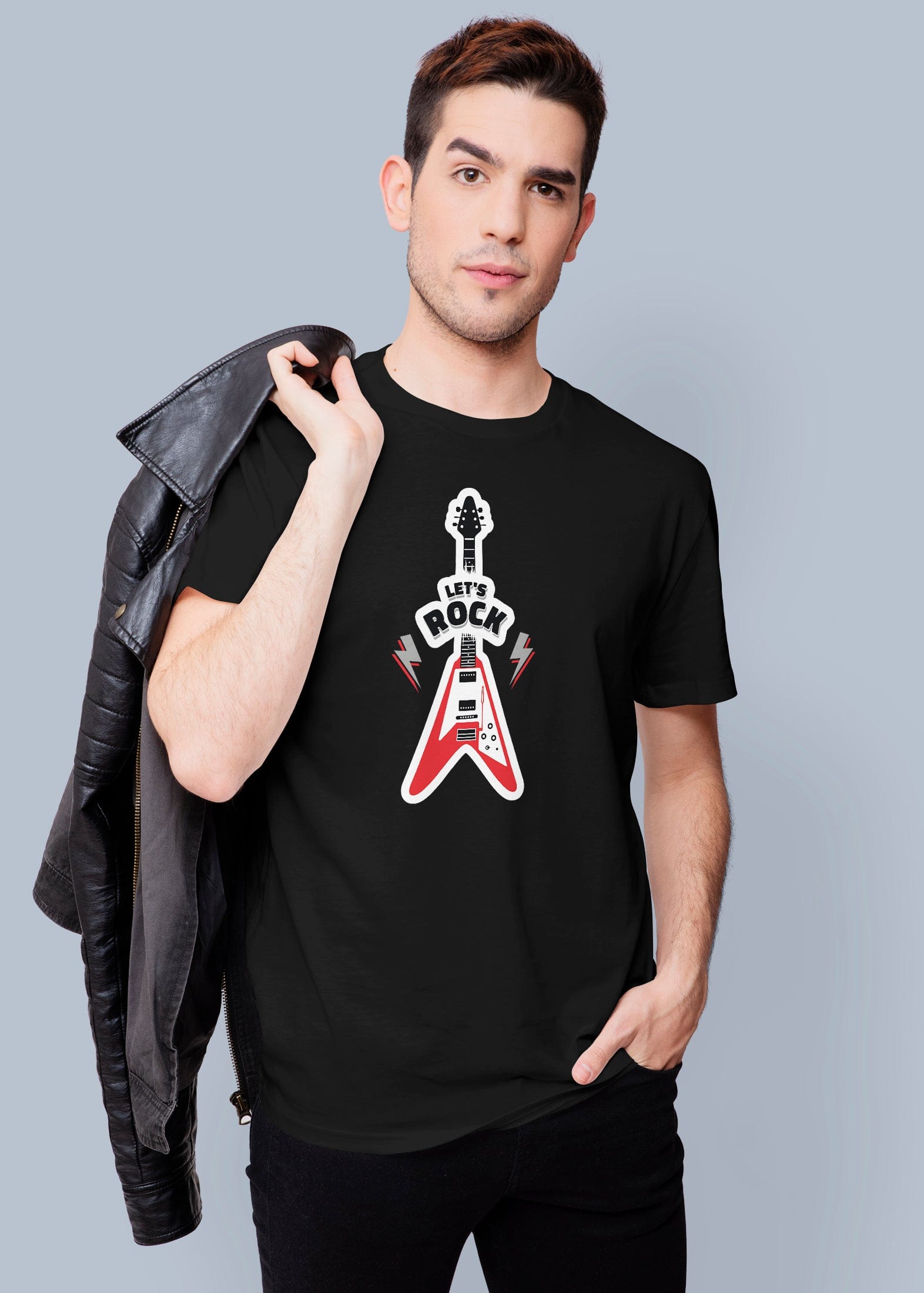 Let's Rock Printed Half Sleeve Premium Cotton T-shirt For Men
