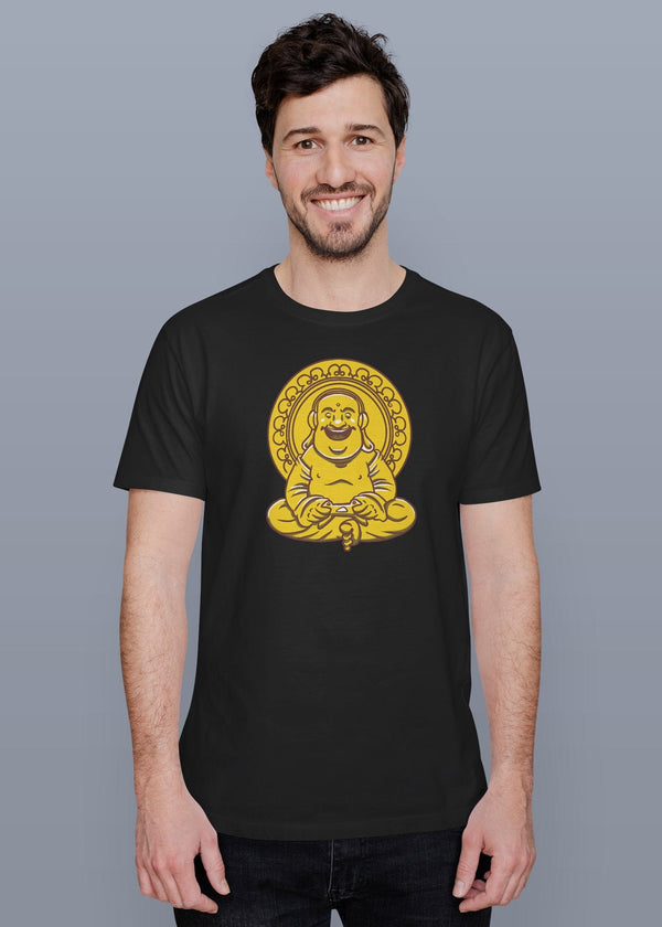 Loughing Budda Printed Half Sleeve Premium Cotton T-shirt For Men