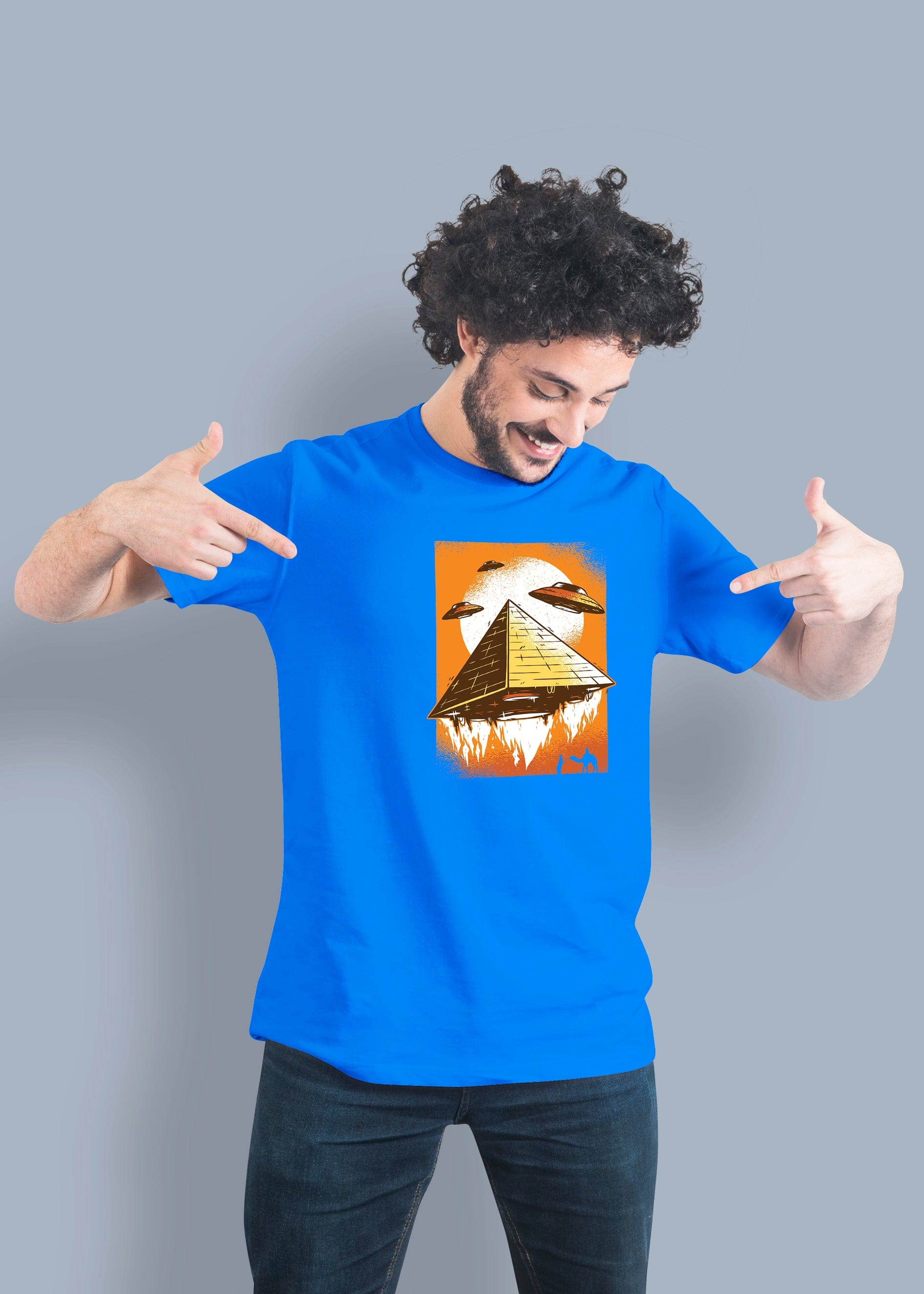Pyramid Printed Half Sleeve Premium Cotton T-shirt For Men