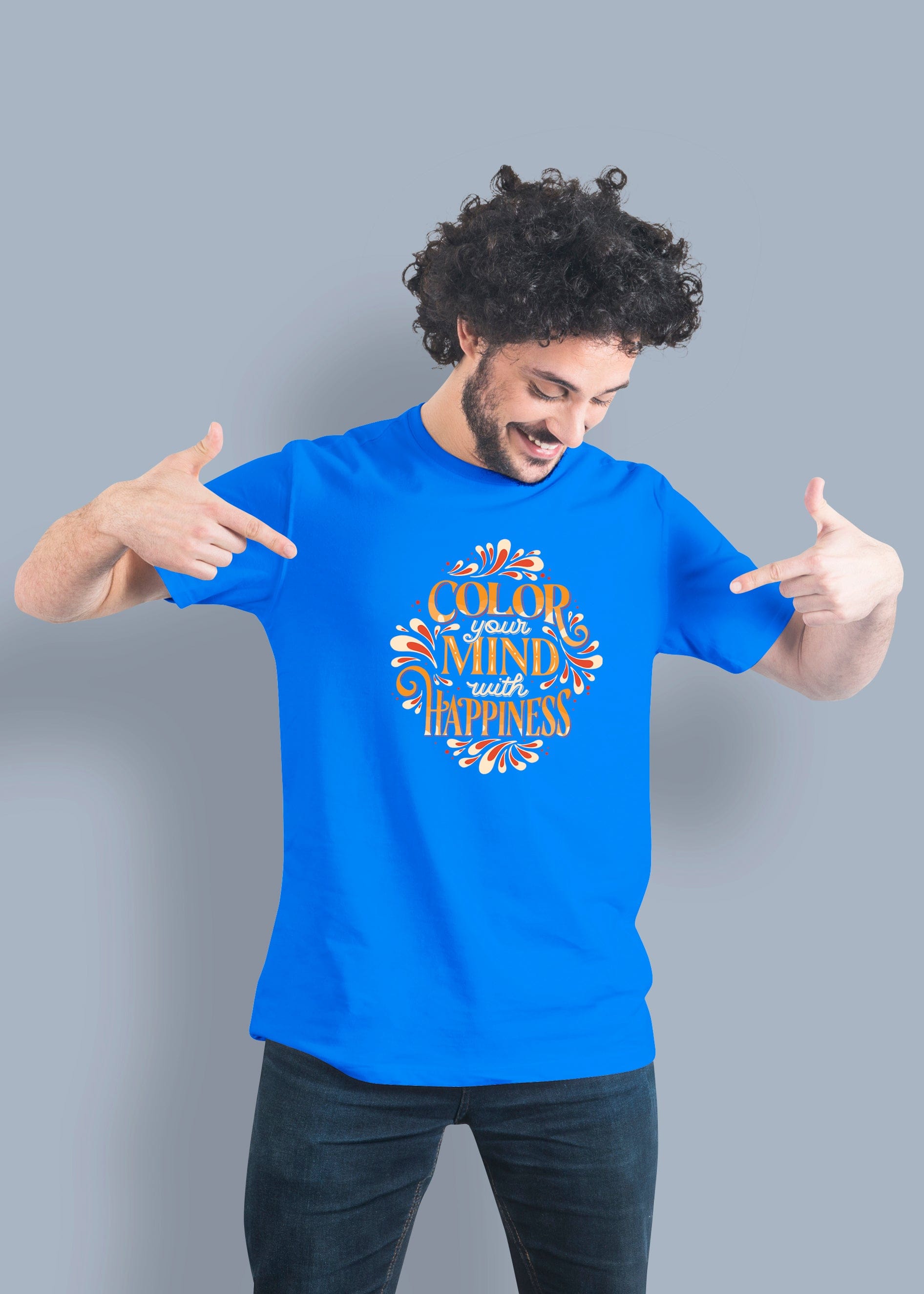 Cool Mind Happiness Printed Half Sleeve Premium Cotton T-shirt For Men