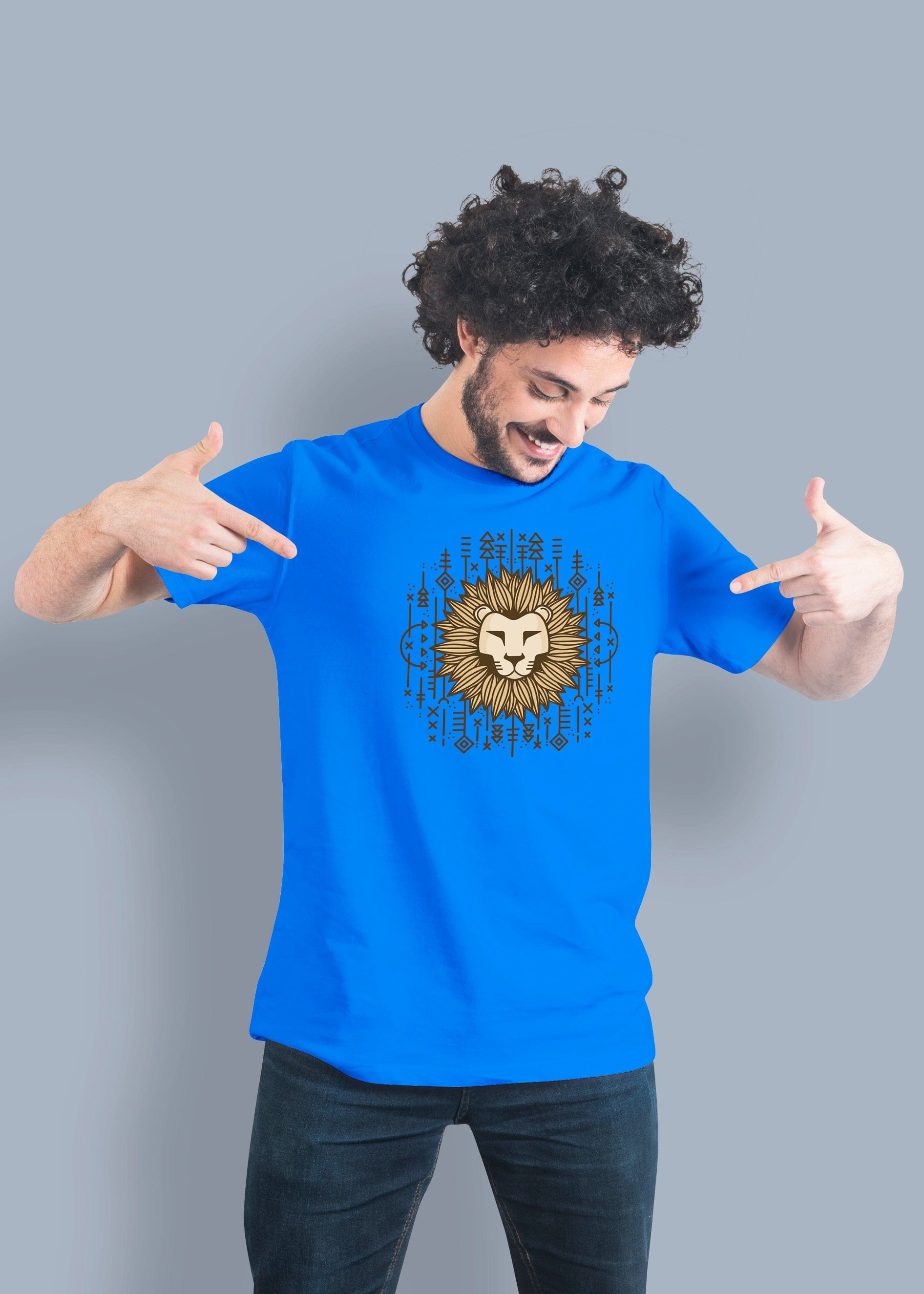 Lion Abstract Printed Half Sleeve Premium Cotton T-shirt For Men