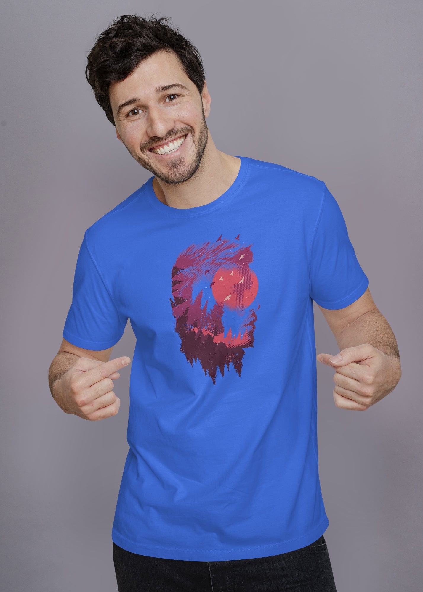 Head Forest Printed Half Sleeve Premium Cotton T-shirt For Men