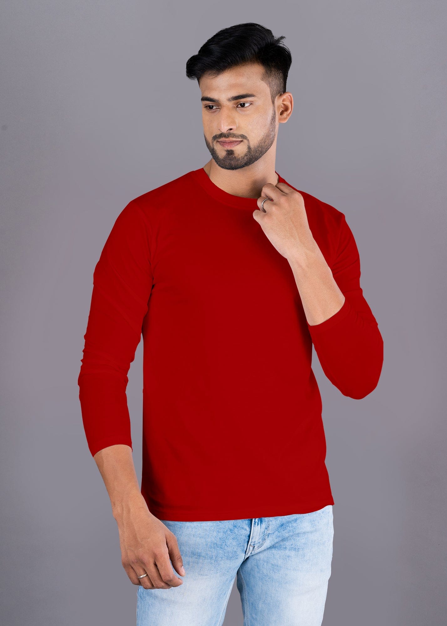 Solid Full Sleeve Premium Cotton T-Shirt For Men - Pack Of 4