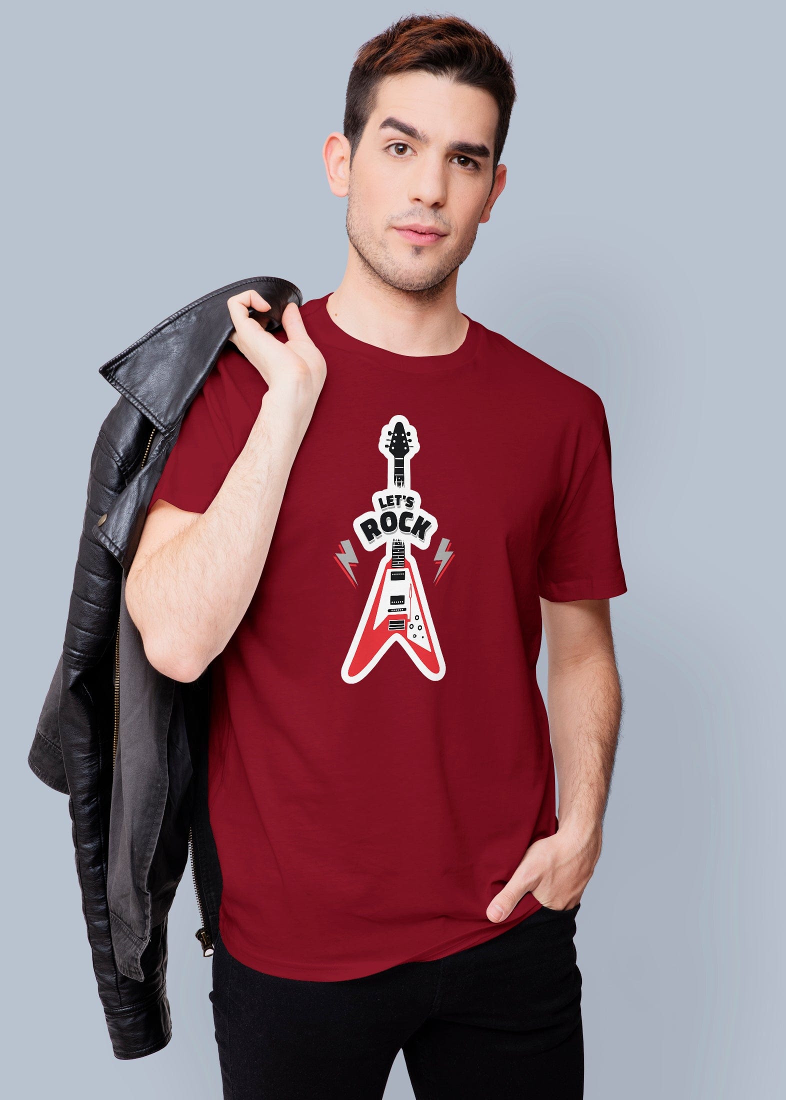 Let's Rock Printed Half Sleeve Premium Cotton T-shirt For Men