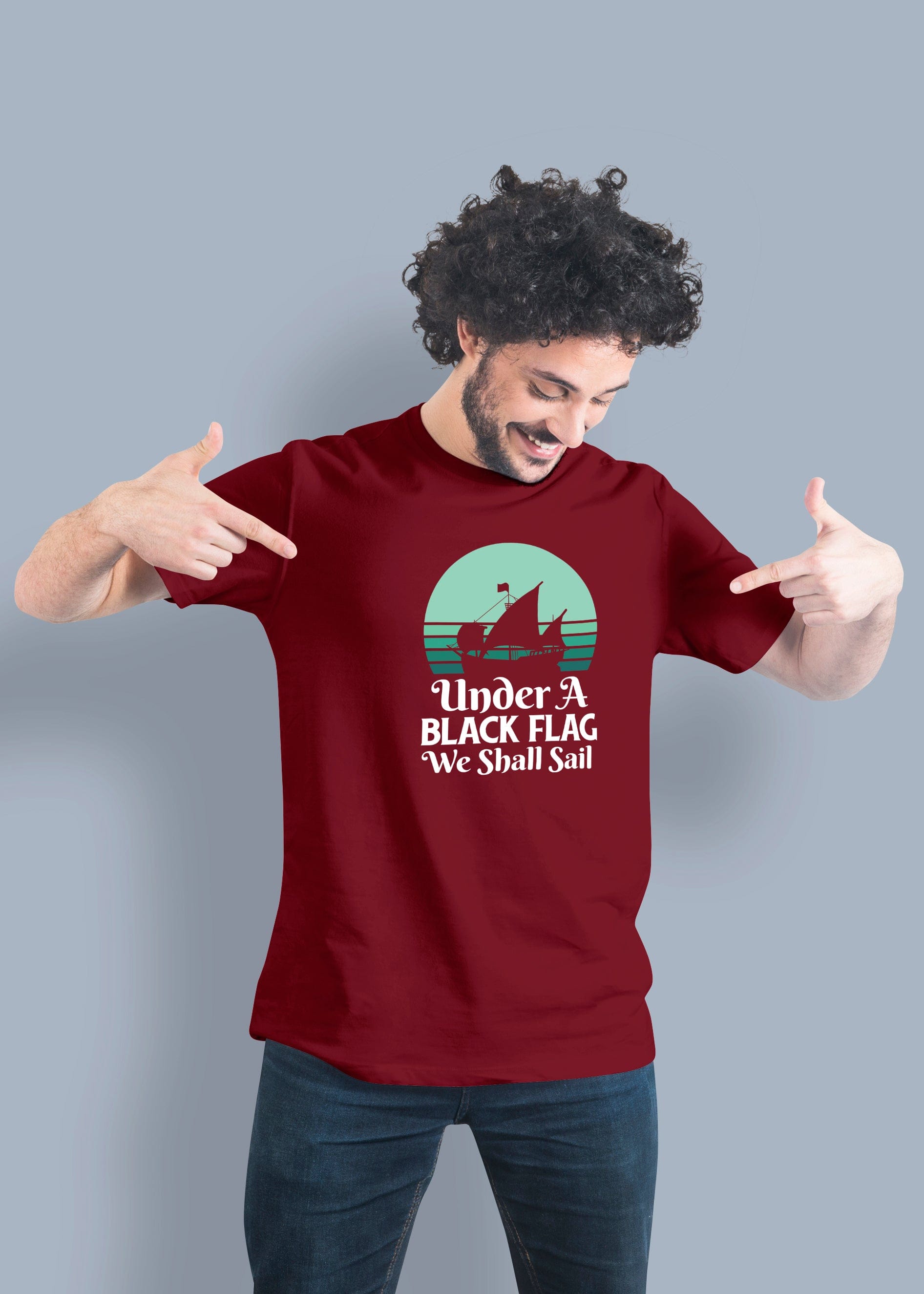 Under A Black Flag Printed Half Sleeve Premium Cotton T-shirt For Men