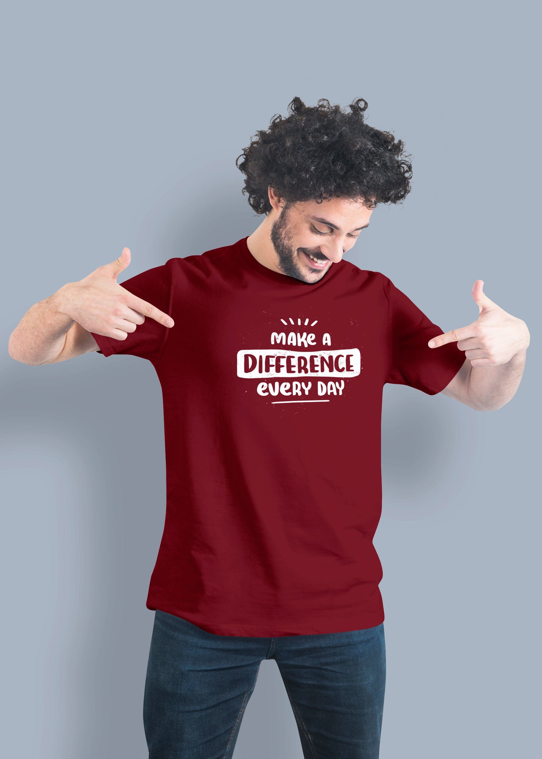 Make A Difference Printed Half Sleeve Premium Cotton T-shirt For Men