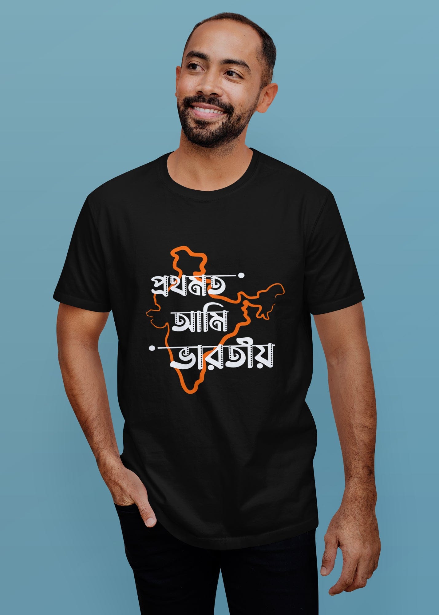 Prothomoto Bharotiyo Printed Half Sleeve Premium Cotton T-shirt For Men