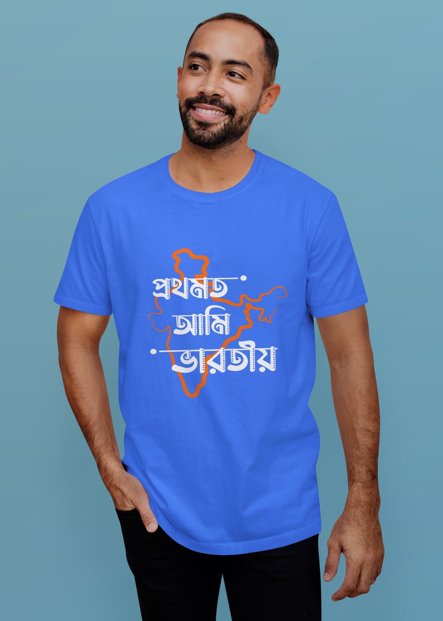 Prothomoto Bharotiyo Printed Half Sleeve Premium Cotton T-shirt For Men