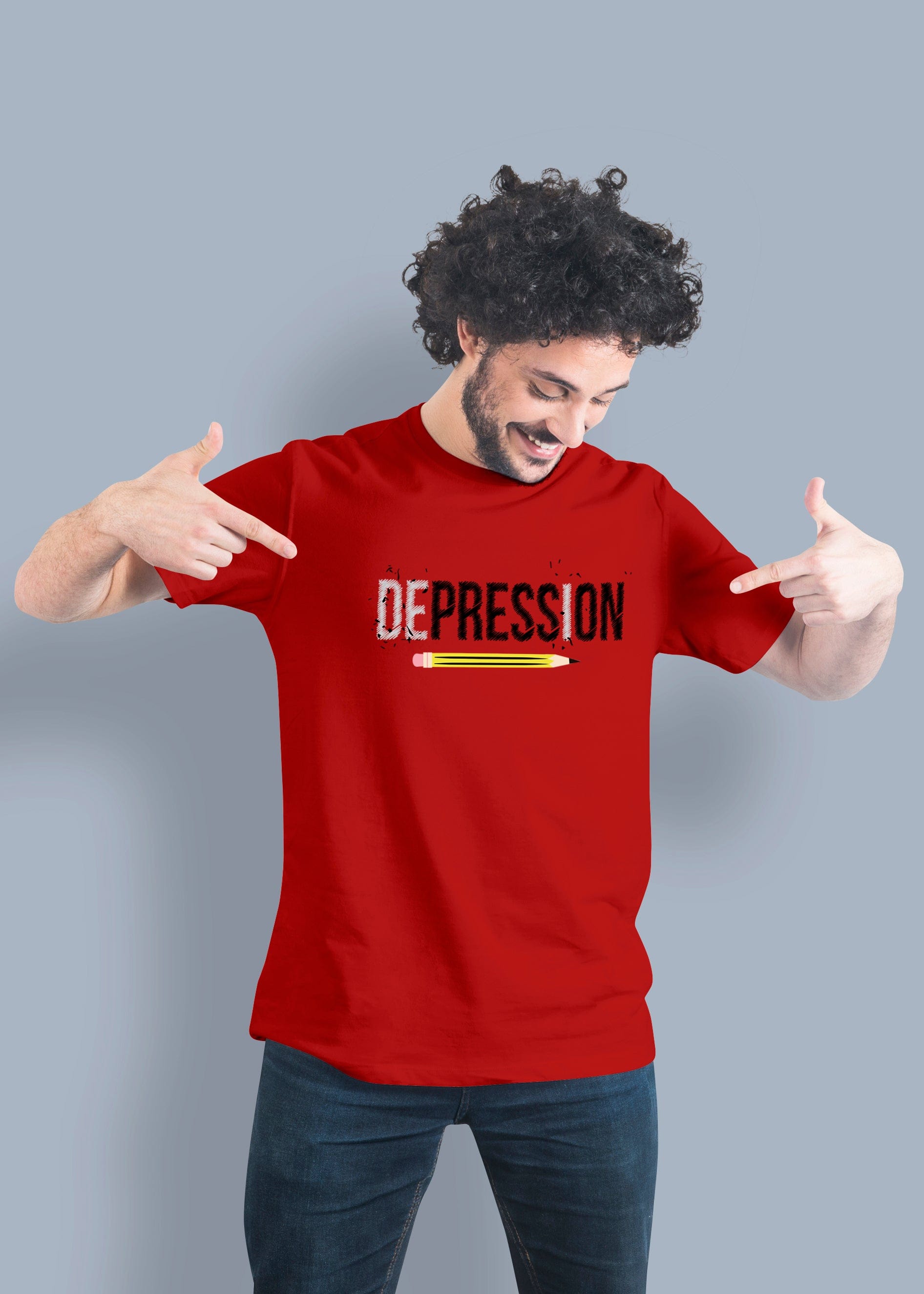 Depression Printed Half Sleeve Premium Cotton T-shirt For Men