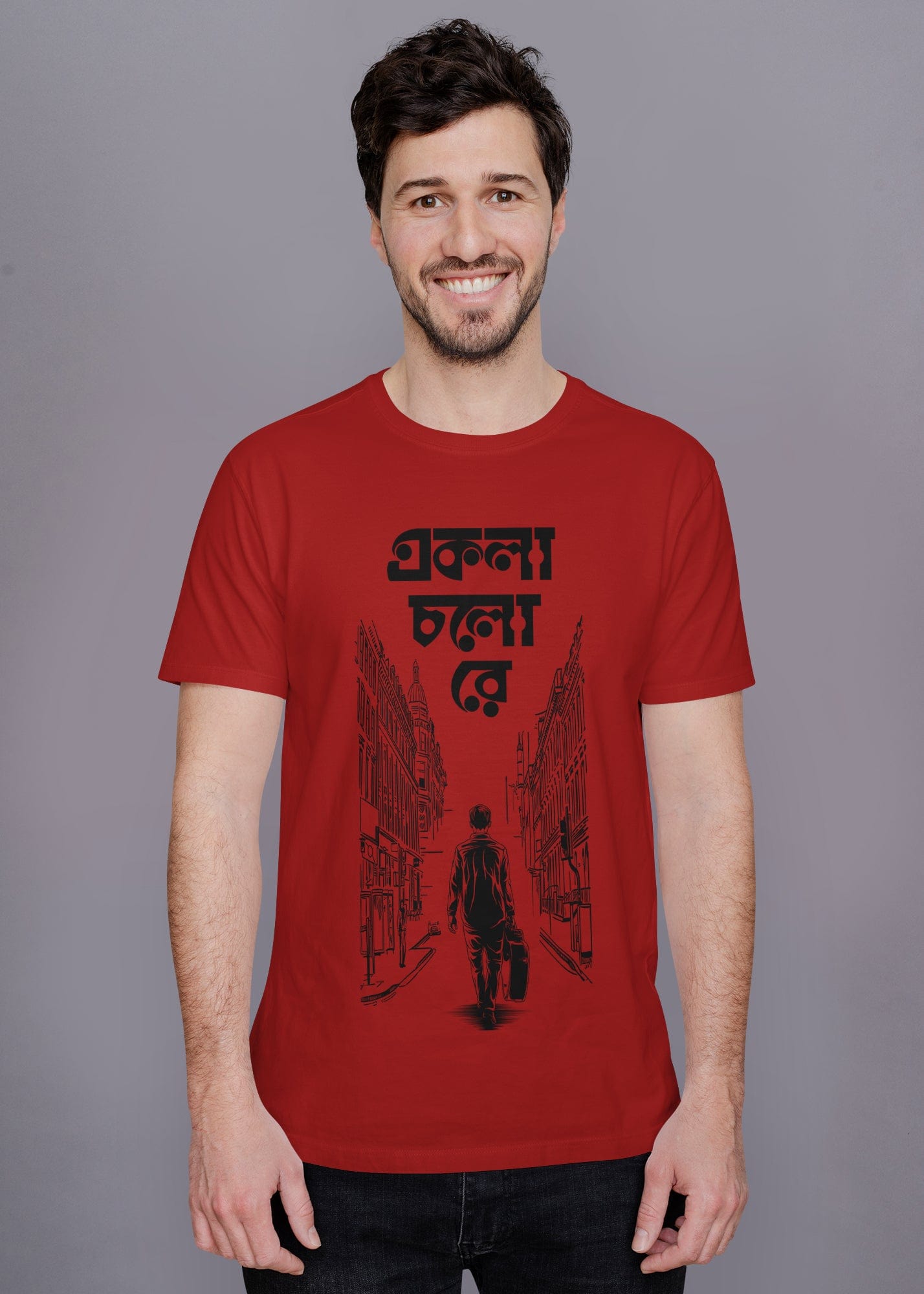Ekla Cholo Re Printed Half Sleeve Premium Cotton T-shirt For Men