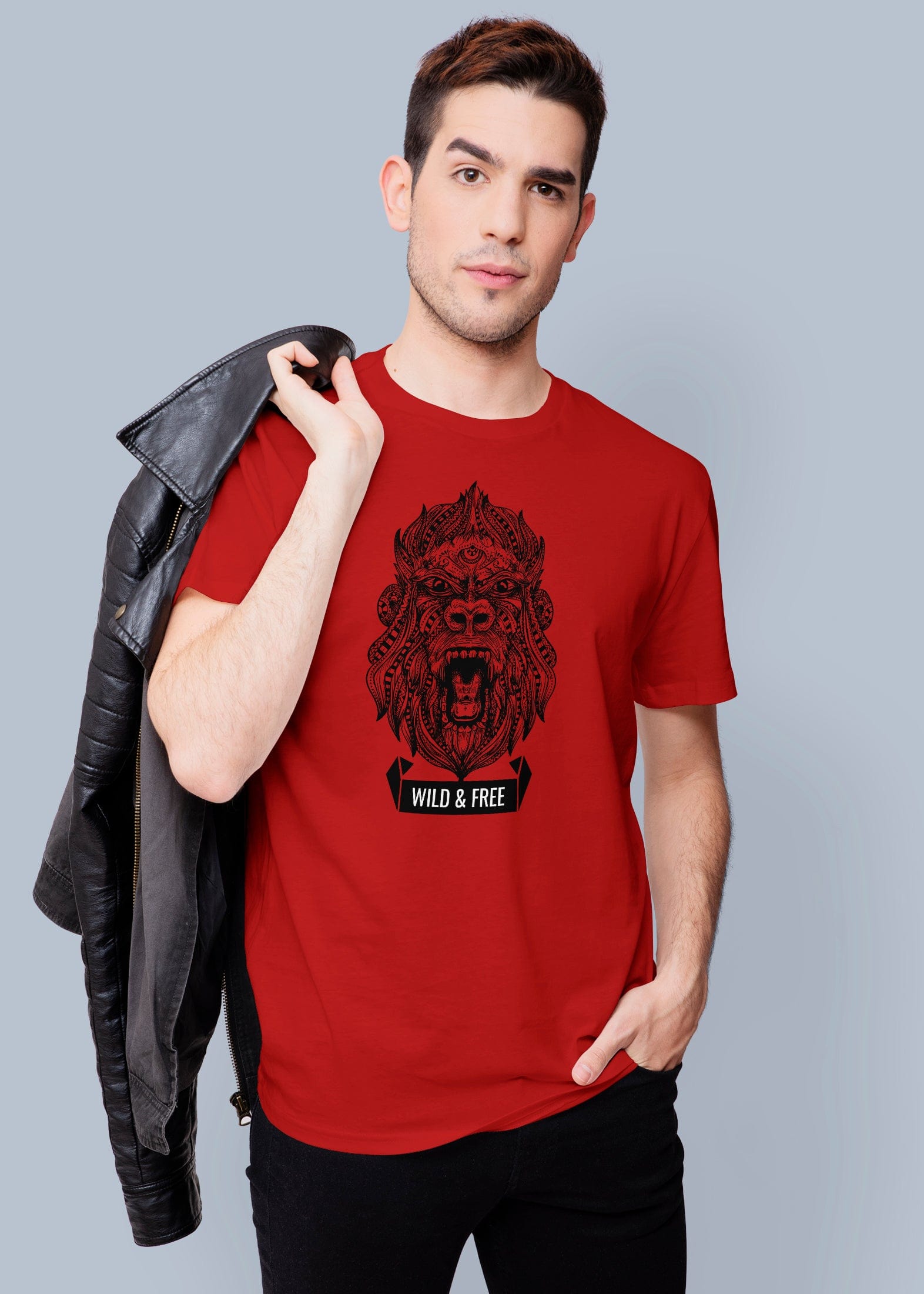 Wild & Free Printed Half Sleeve Premium Cotton T-shirt For Men