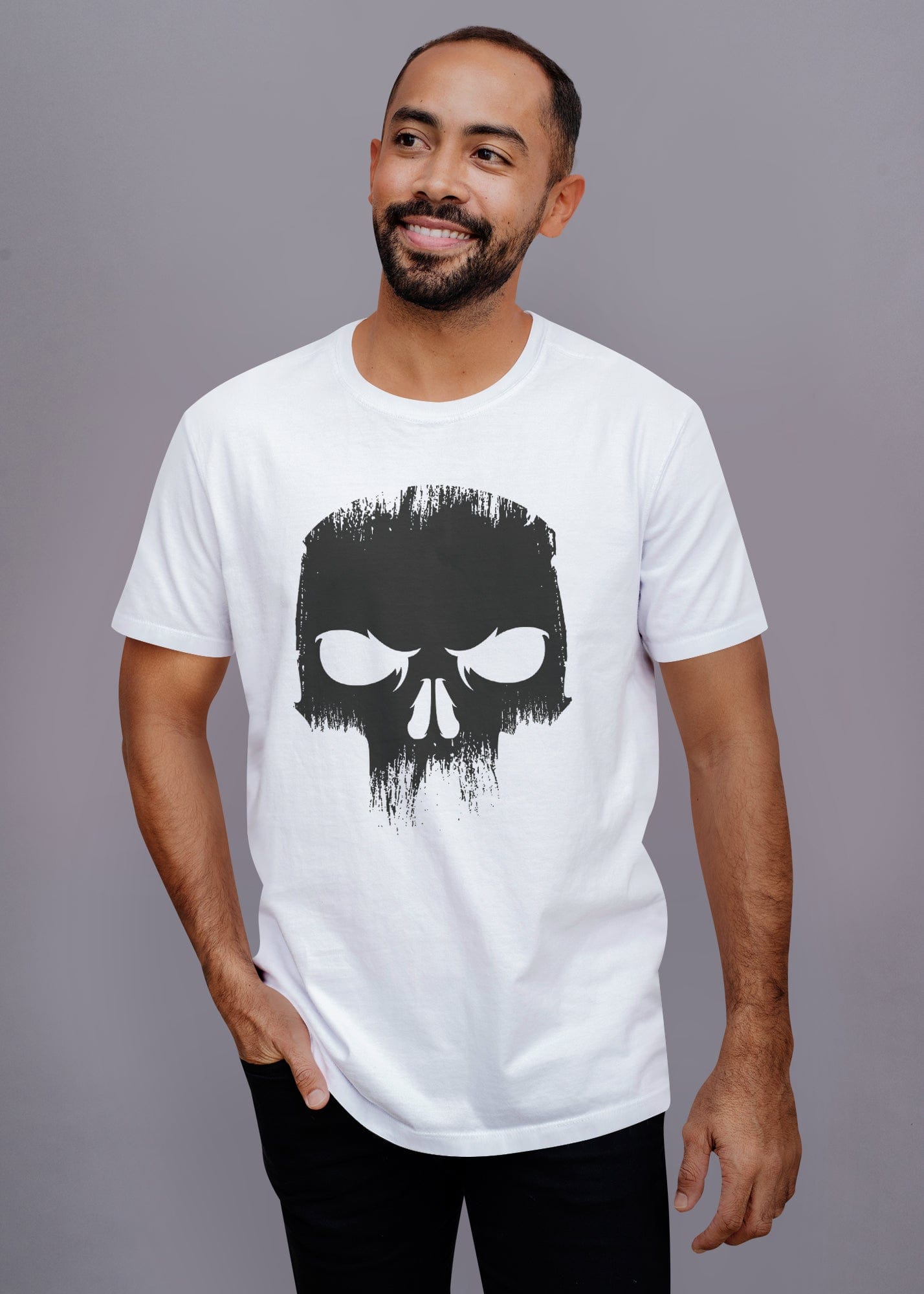Angry Skull Printed Half Sleeve Premium Cotton T-shirt For Men