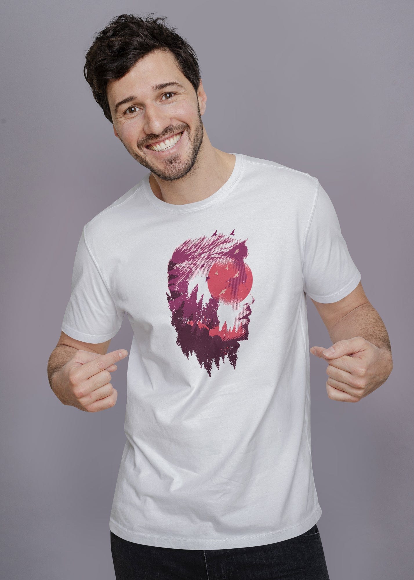 Head Forest Printed Half Sleeve Premium Cotton T-shirt For Men