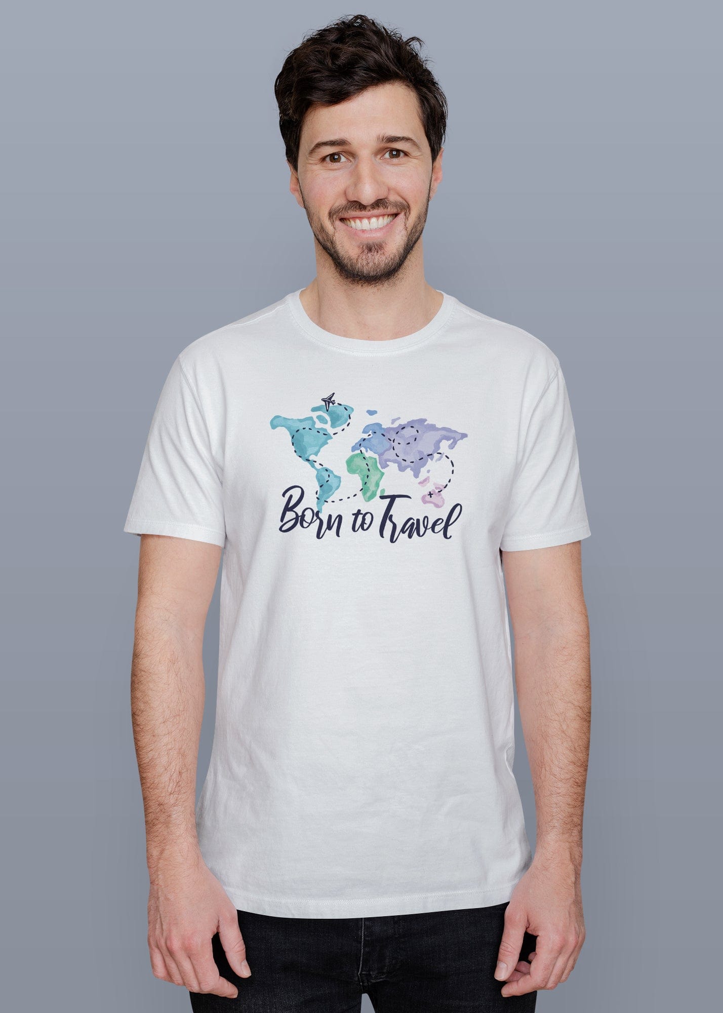 Born To Travel Printed Half Sleeve Premium Cotton T-shirt For Men