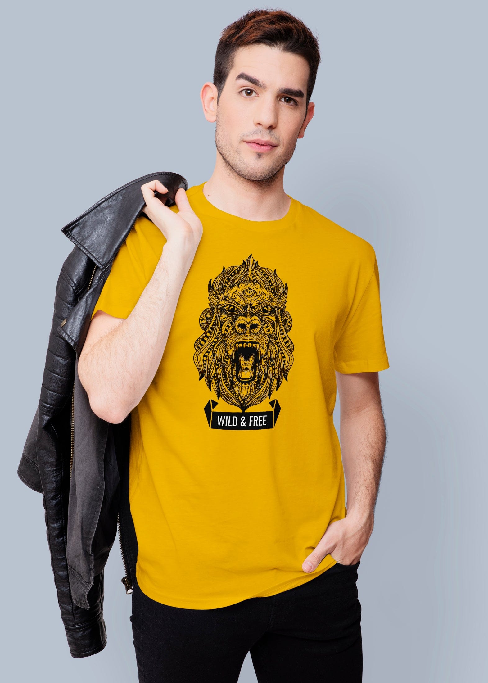 Wild & Free Printed Half Sleeve Premium Cotton T-shirt For Men