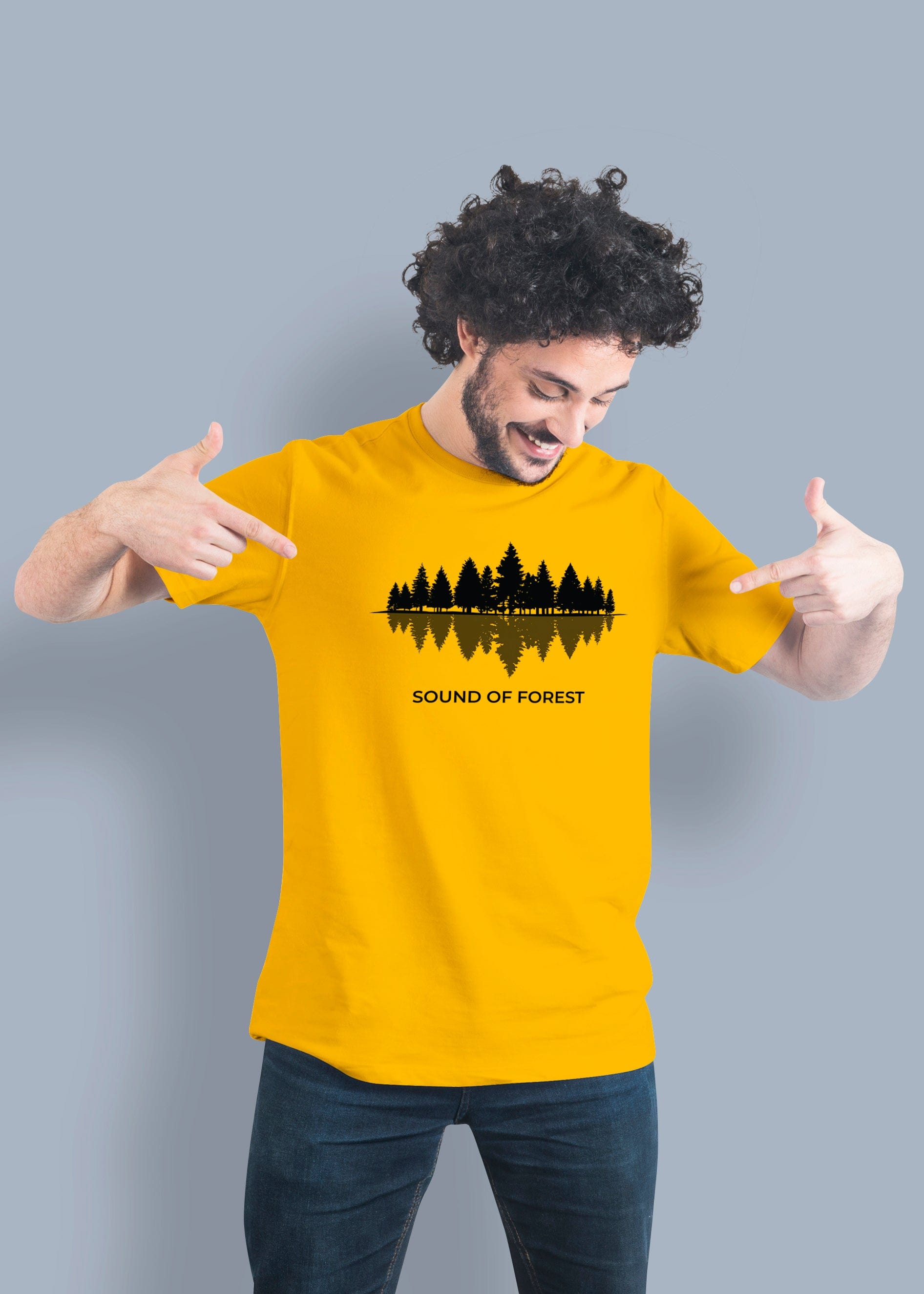 Forest Sound Printed Half Sleeve Premium Cotton T-shirt For Men