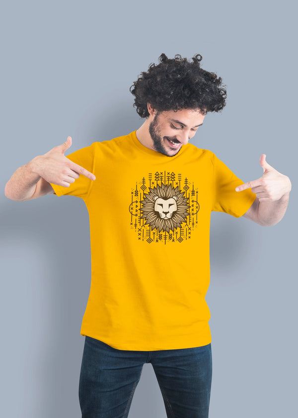 Lion Abstract Printed Half Sleeve Premium Cotton T-shirt For Men