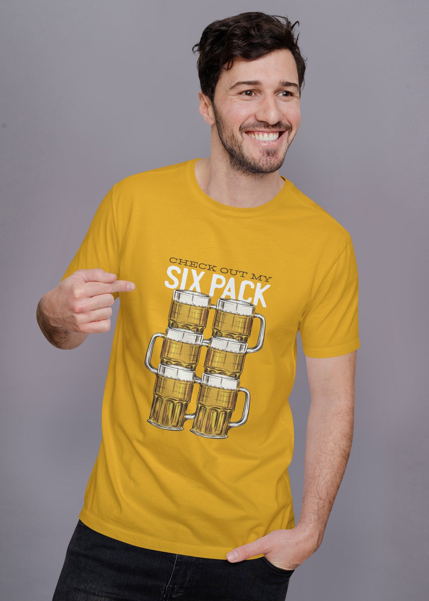 Six Pack Printed Half Sleeve Premium Cotton T-shirt For Men