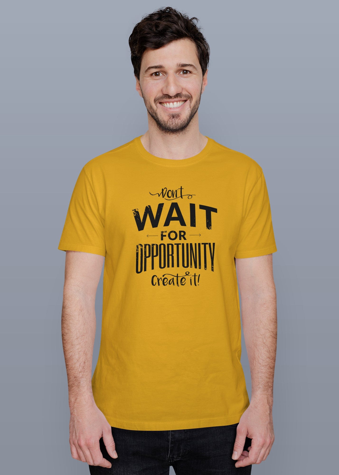 Wait Opportunity Printed Half Sleeve Premium Cotton T-shirt For Men