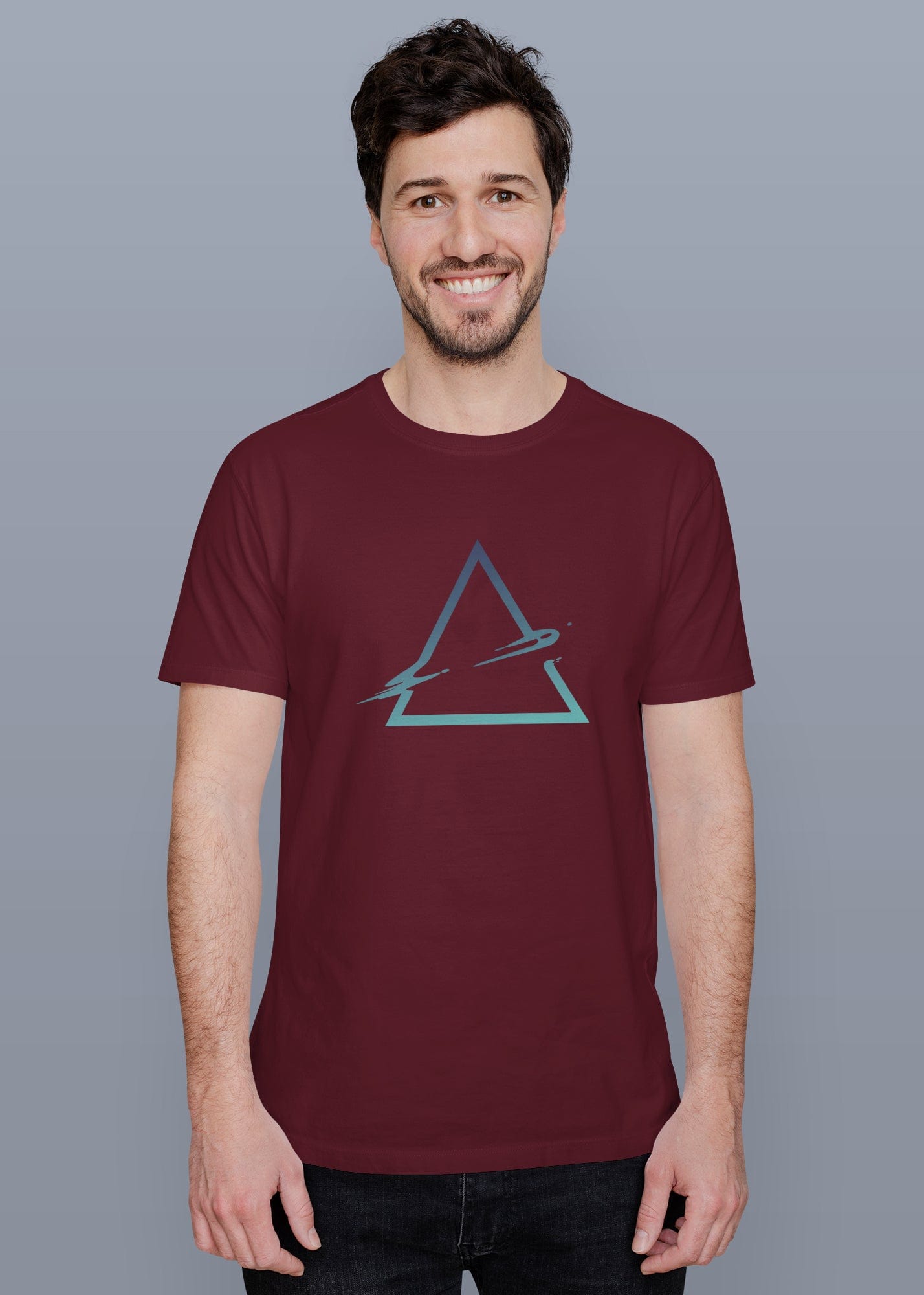 Abstract Triangle Printed Half Sleeve Premium Cotton T-shirt For Men