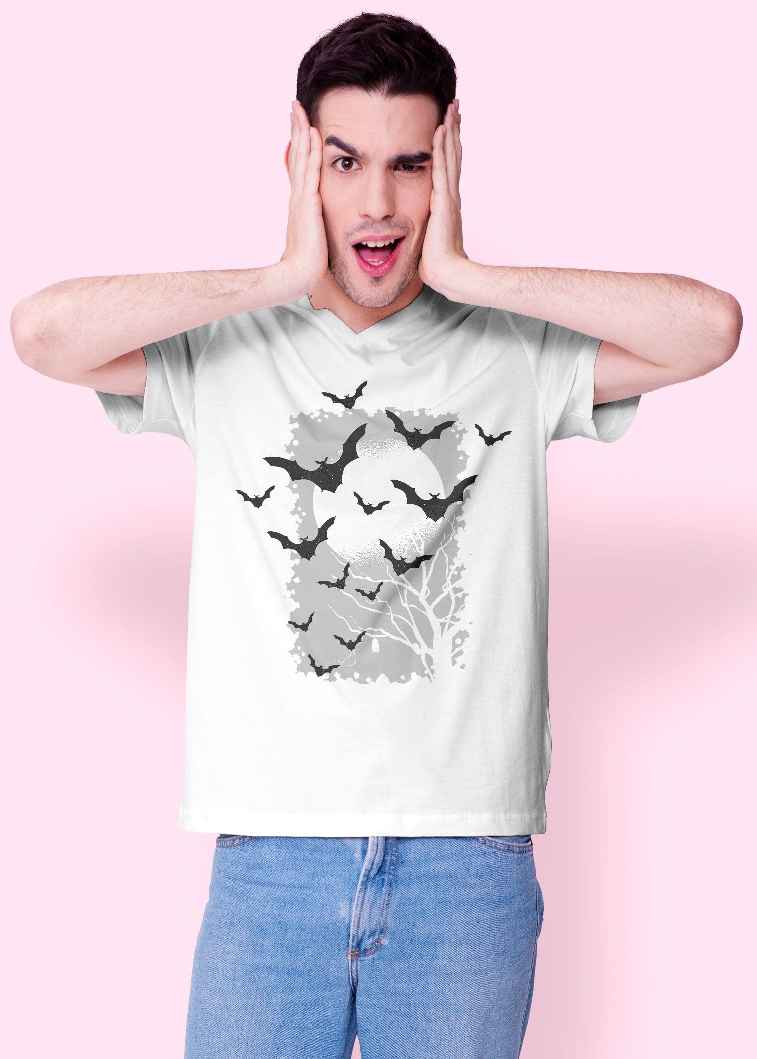 Bats Printed Half Sleeve Premium Cotton T-shirt For Men