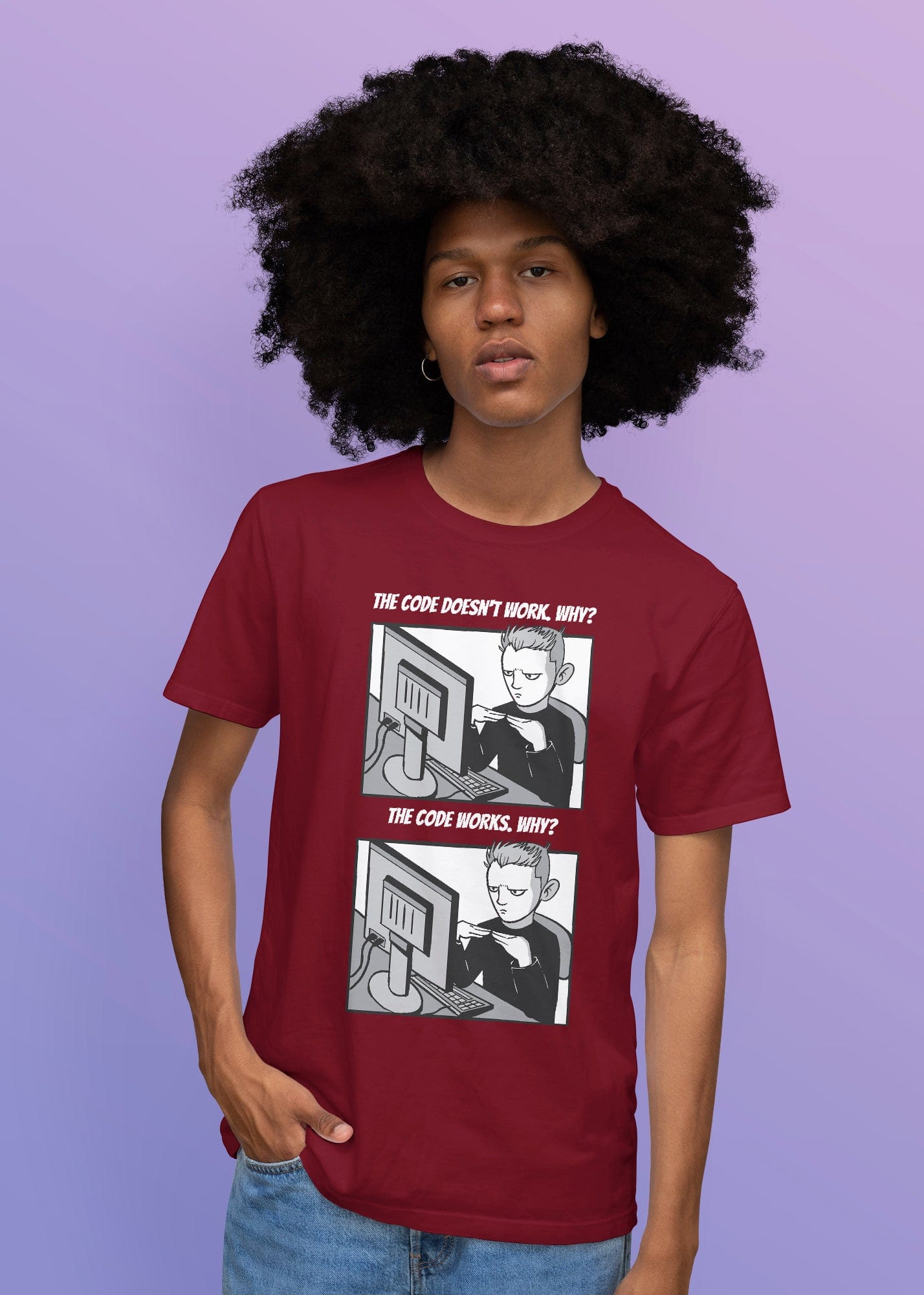 Coder Printed Half Sleeve Premium Cotton T-shirt For Men