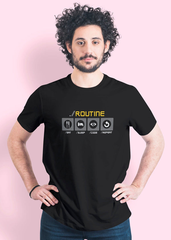 Developer Routine Printed Half Sleeve Premium Cotton T-shirt For Men