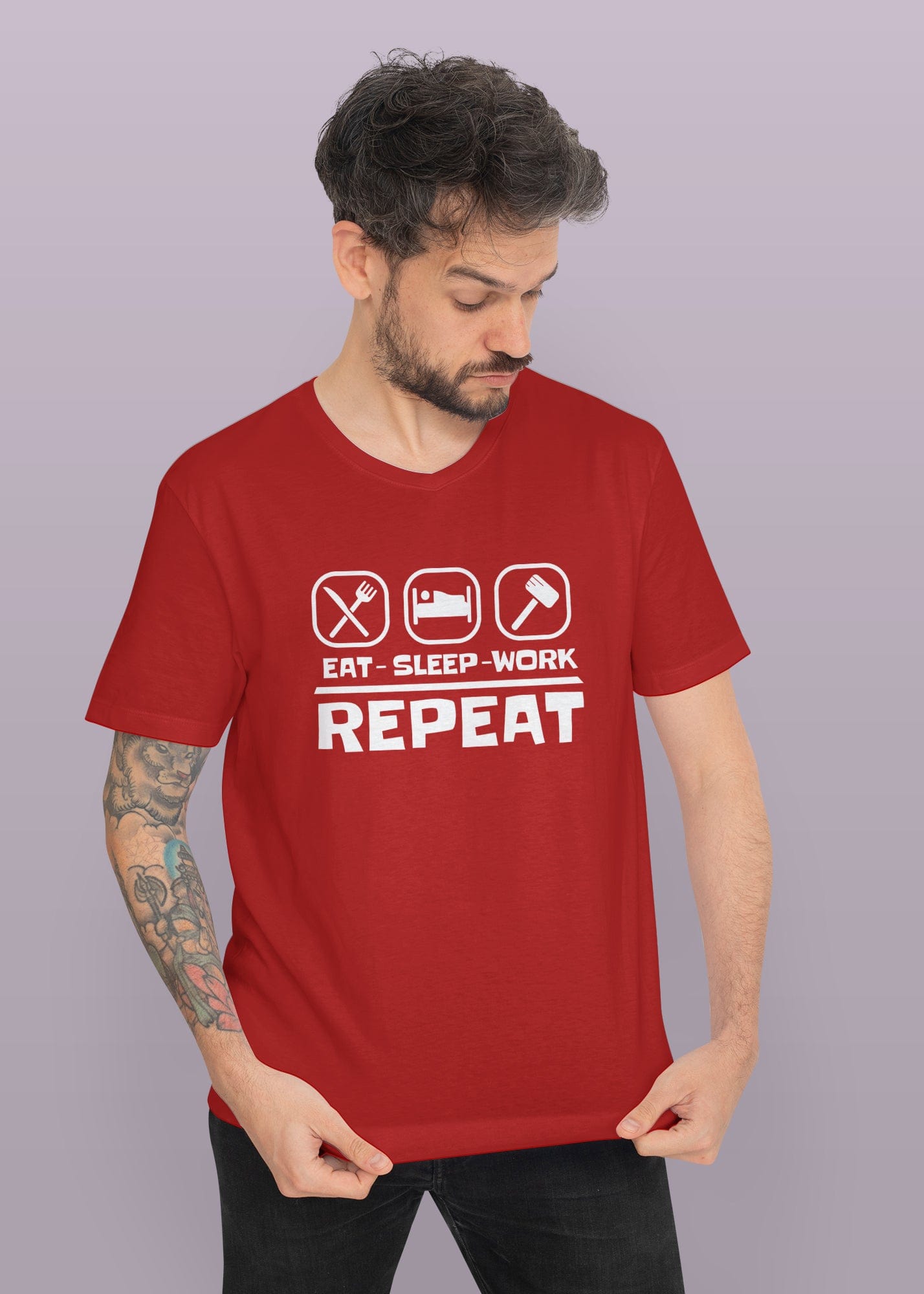 Eat Sleep Work Repeat Printed Half Sleeve Premium Cotton T-shirt For Men