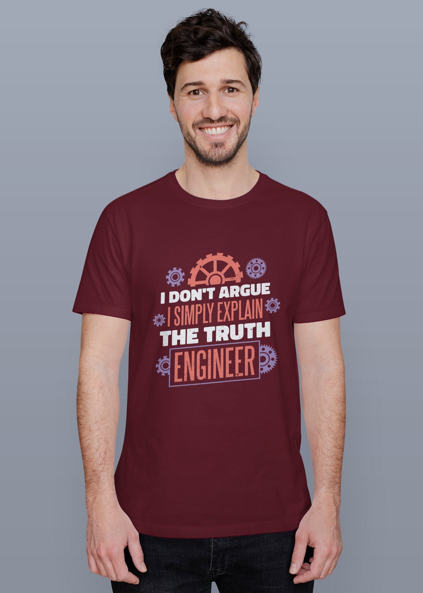 Engineer Quote Printed Half Sleeve Premium Cotton T-shirt For Men