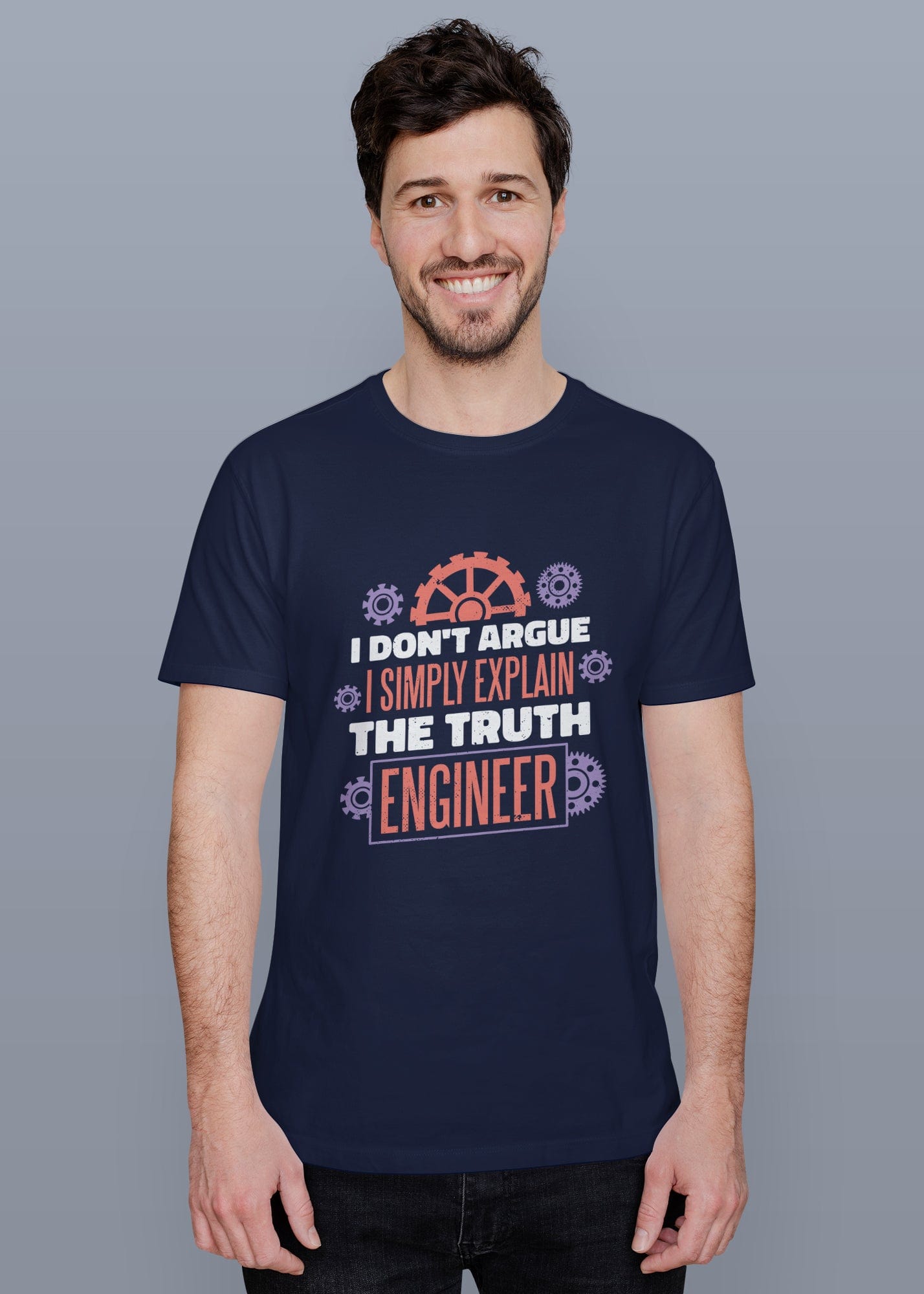 Engineer Quote Printed Half Sleeve Premium Cotton T-shirt For Men