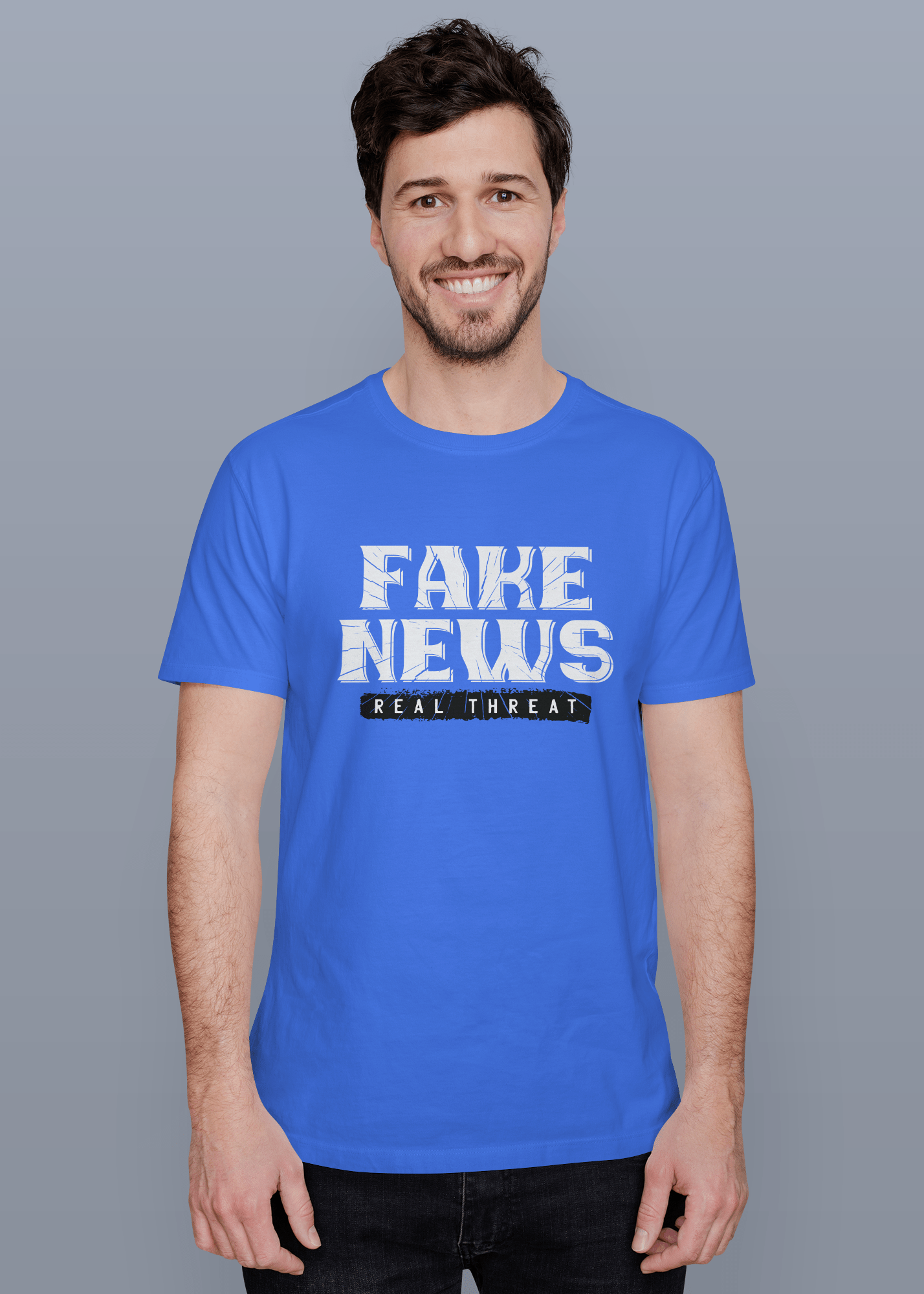 Fake News Alert Printed Half Sleeve Premium Cotton T-shirt For Men