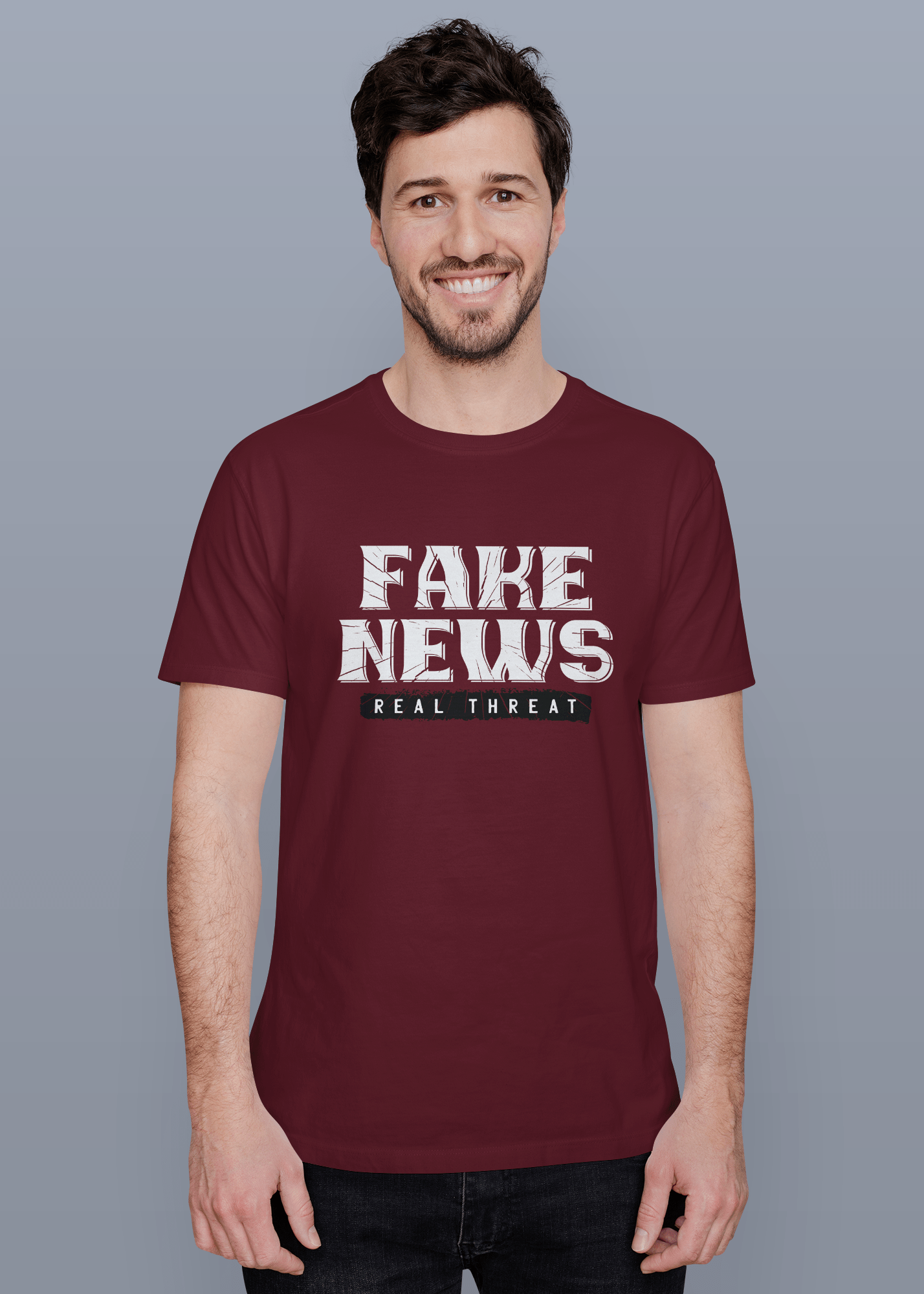 Fake News Alert Printed Half Sleeve Premium Cotton T-shirt For Men