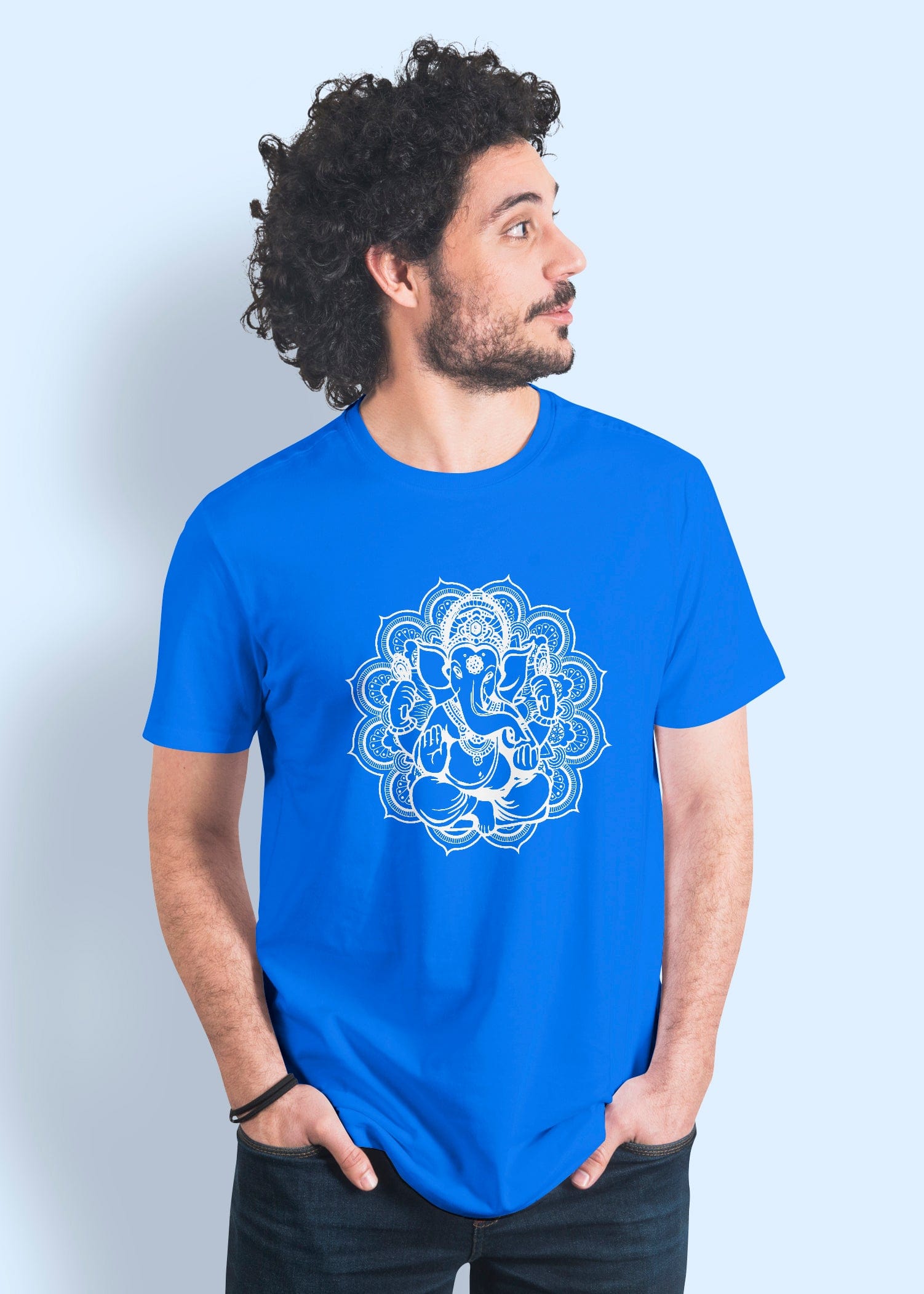 Ganesh Mandala Printed Half Sleeve Premium Cotton T-shirt For Men