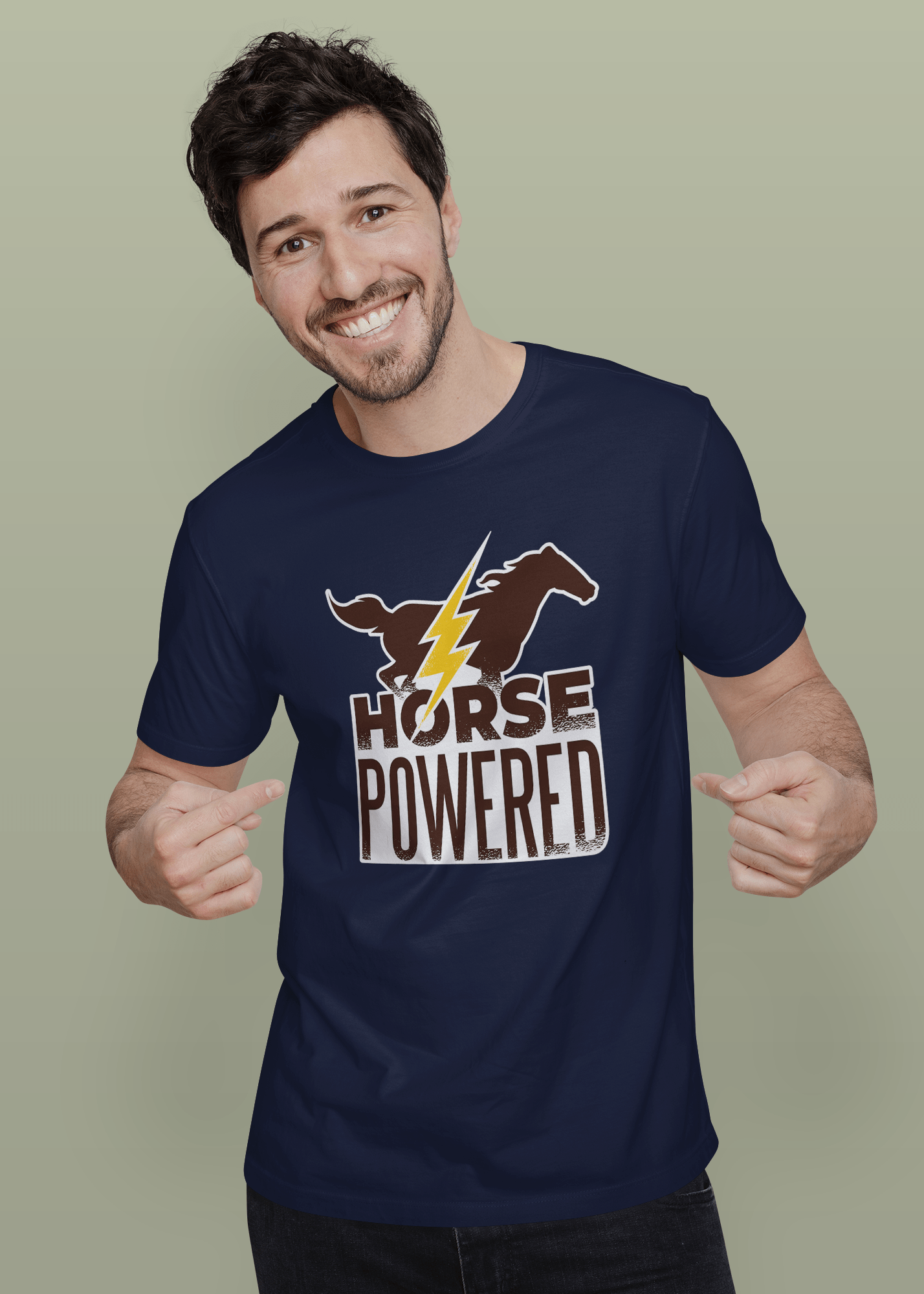 Horse Powered Printed Half Sleeve Premium Cotton T-shirt For Men