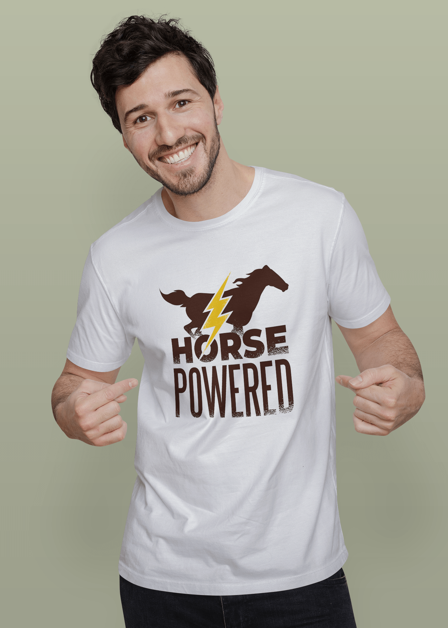 Horse Powered Printed Half Sleeve Premium Cotton T-shirt For Men