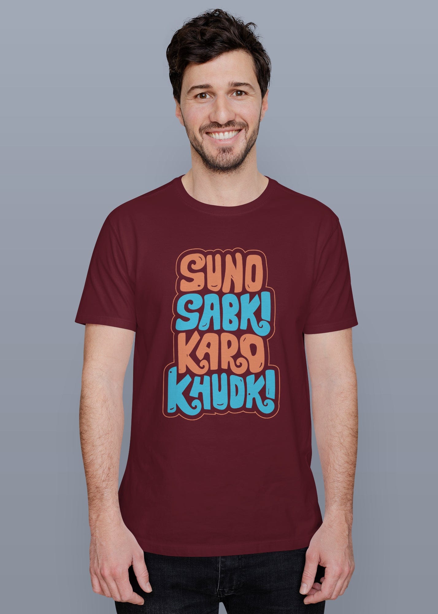 Suno Sabki Printed Half Sleeve Premium Cotton T-shirt For Men