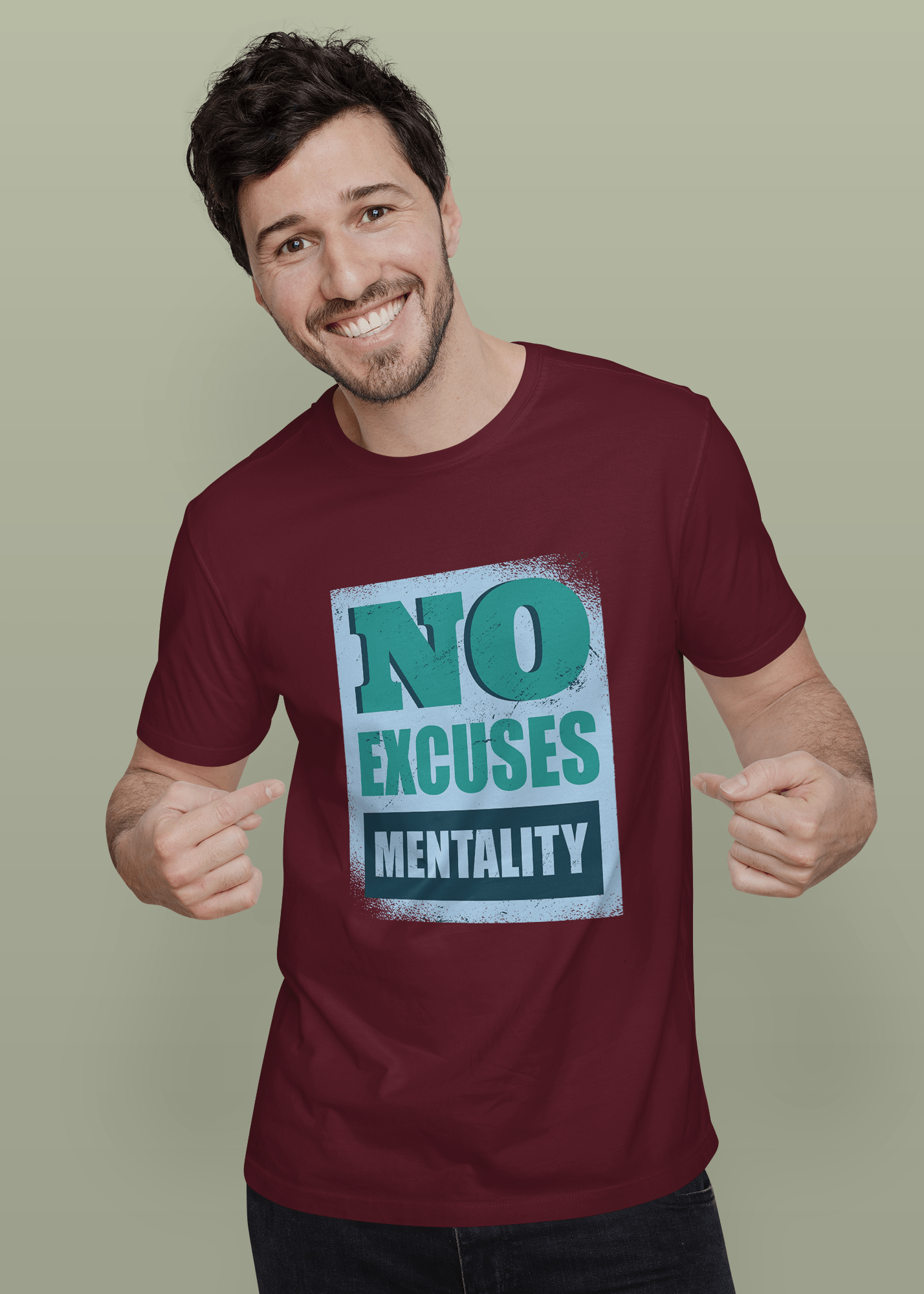 No Excuses Printed Half Sleeve Premium Cotton T-shirt For Men