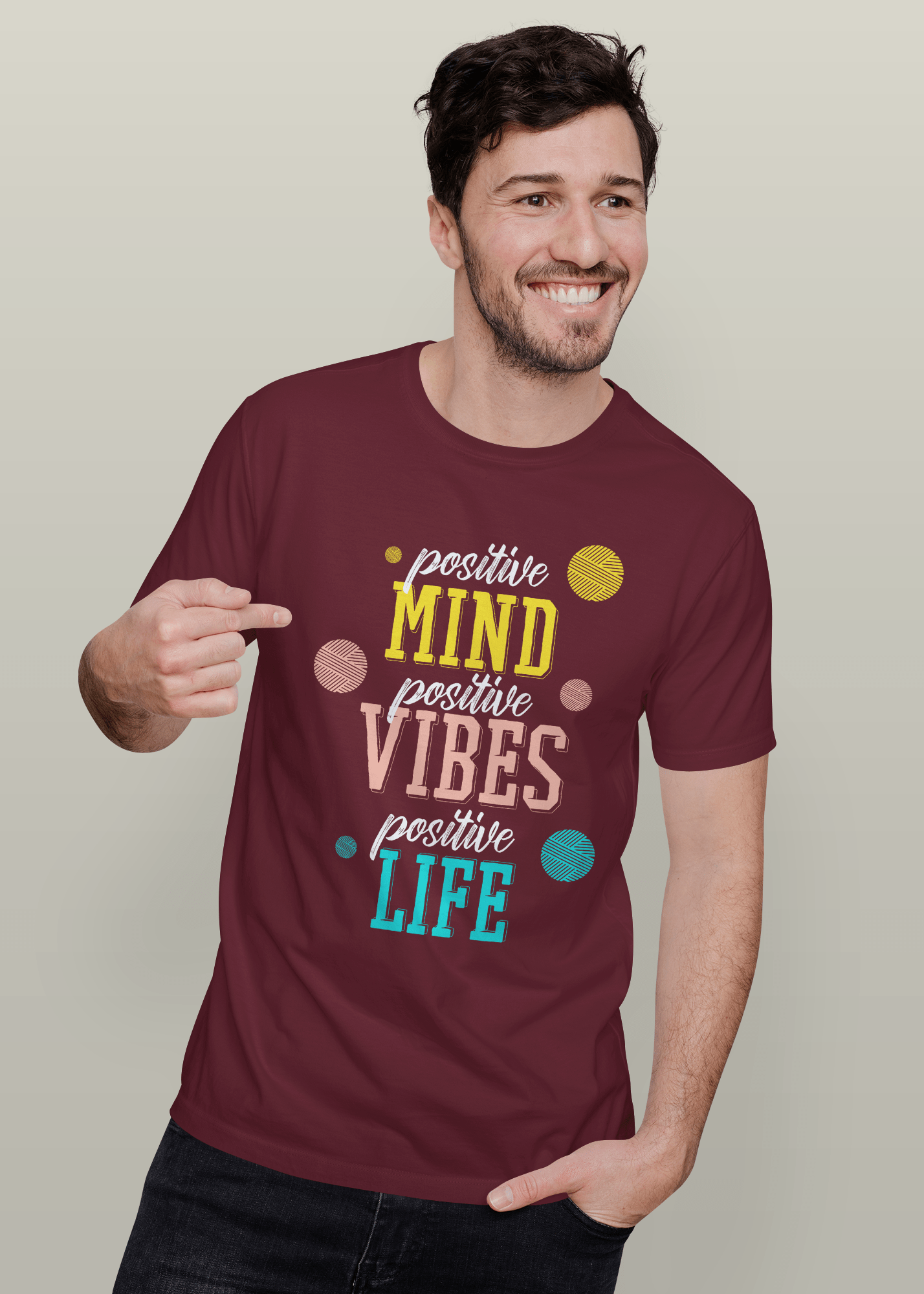Positive Mind Printed Half Sleeve Premium Cotton T-shirt For Men