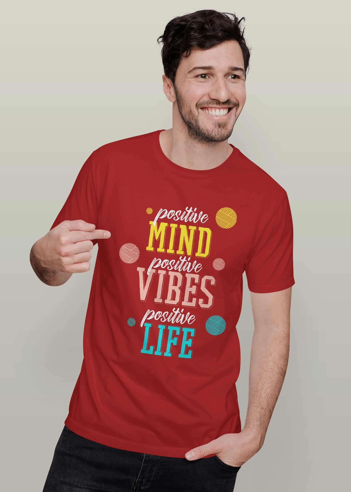 Positive Mind Printed Half Sleeve Premium Cotton T-shirt For Men