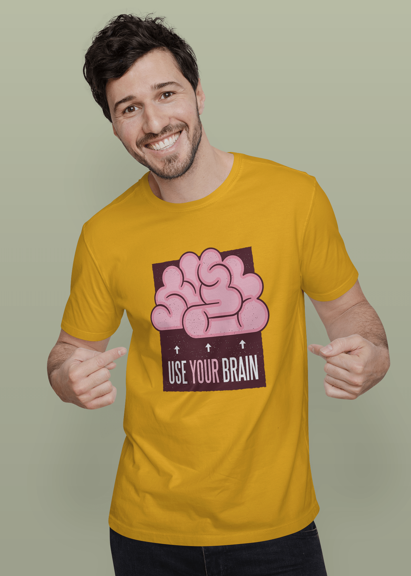 Use Your Brain Printed Half Sleeve Premium Cotton T-shirt For Men