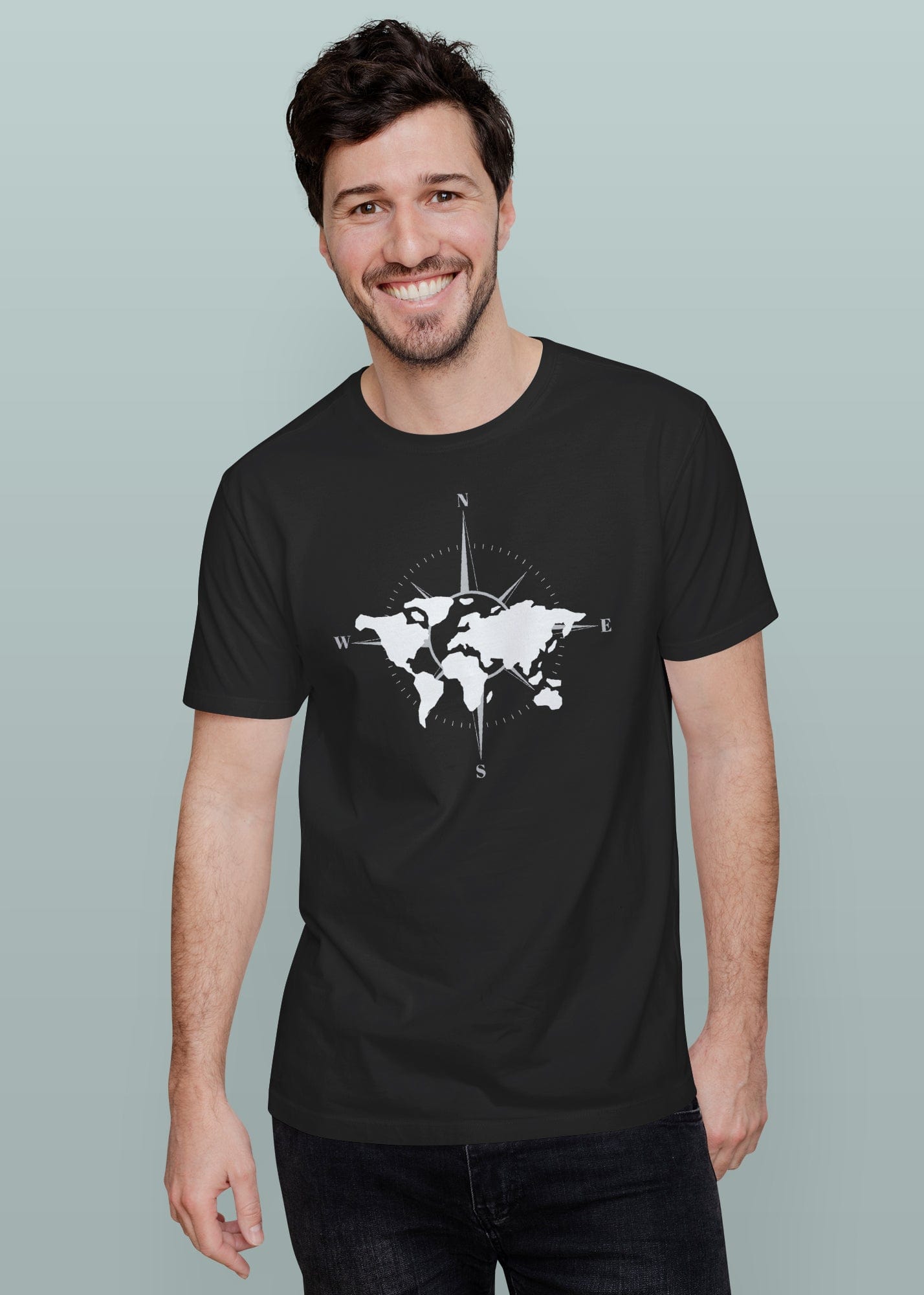 World Compass Printed Half Sleeve Premium Cotton T-shirt For Men