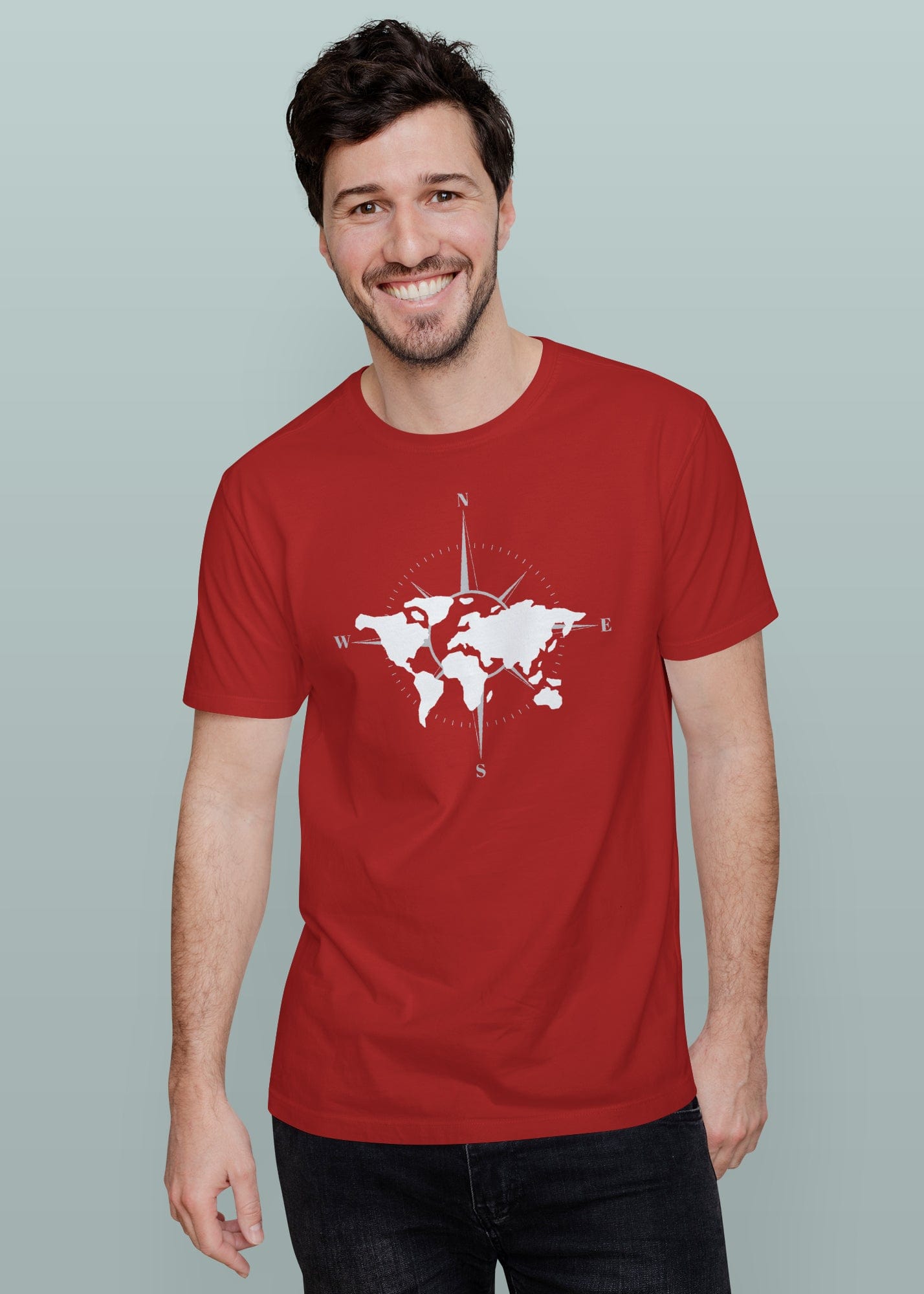 World Compass Printed Half Sleeve Premium Cotton T-shirt For Men